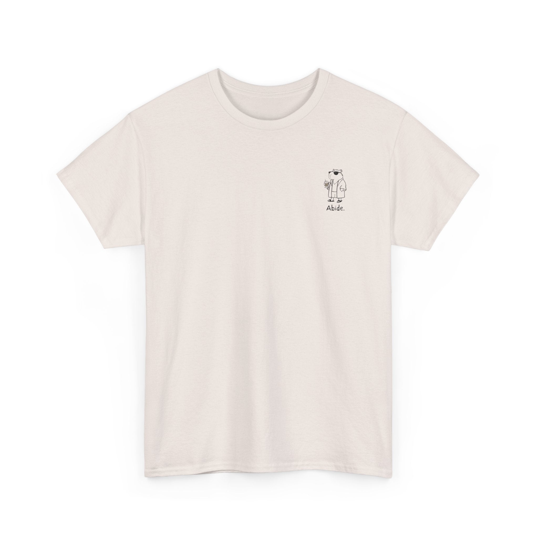 "Abide" Left Logo Capybara Dude Heavy Tee
