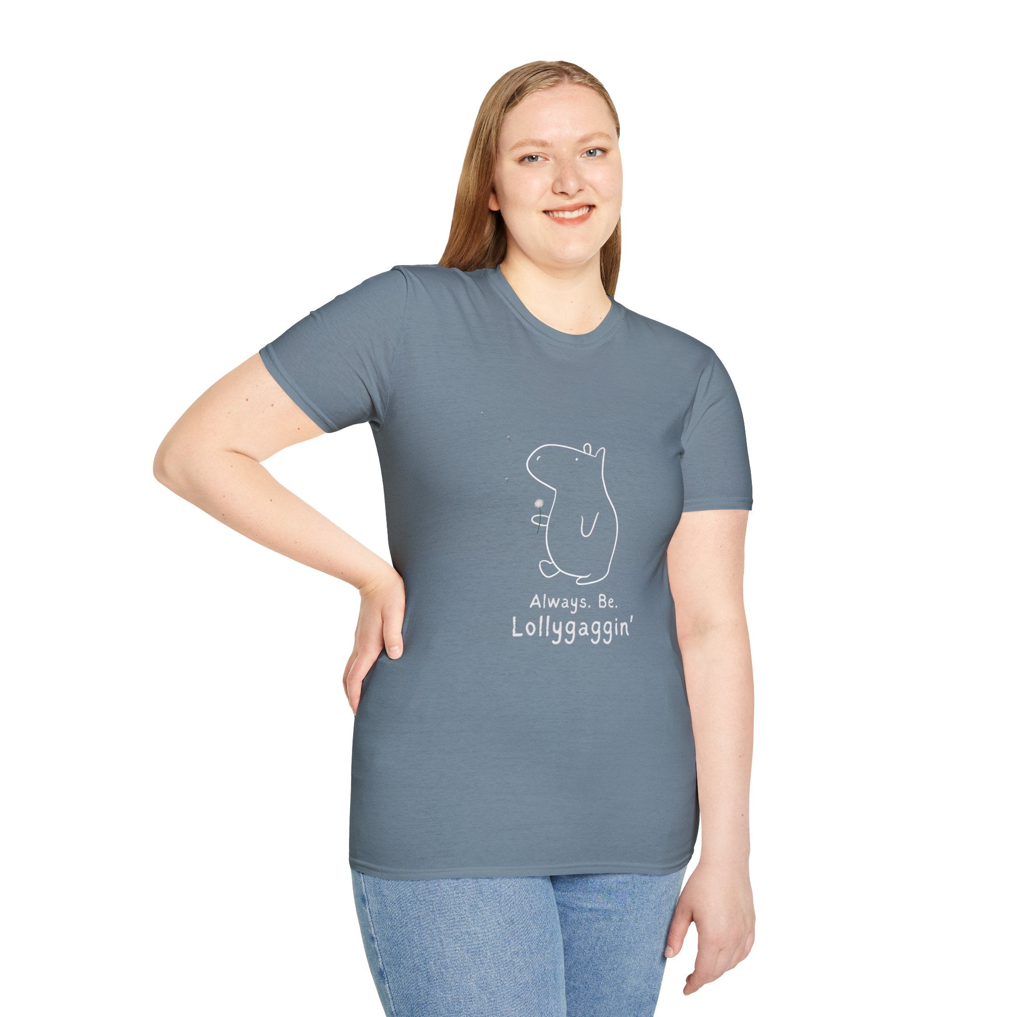 Funny Minimalist Tee - Always. Be. Lollygaggin’. Capybara Shirt