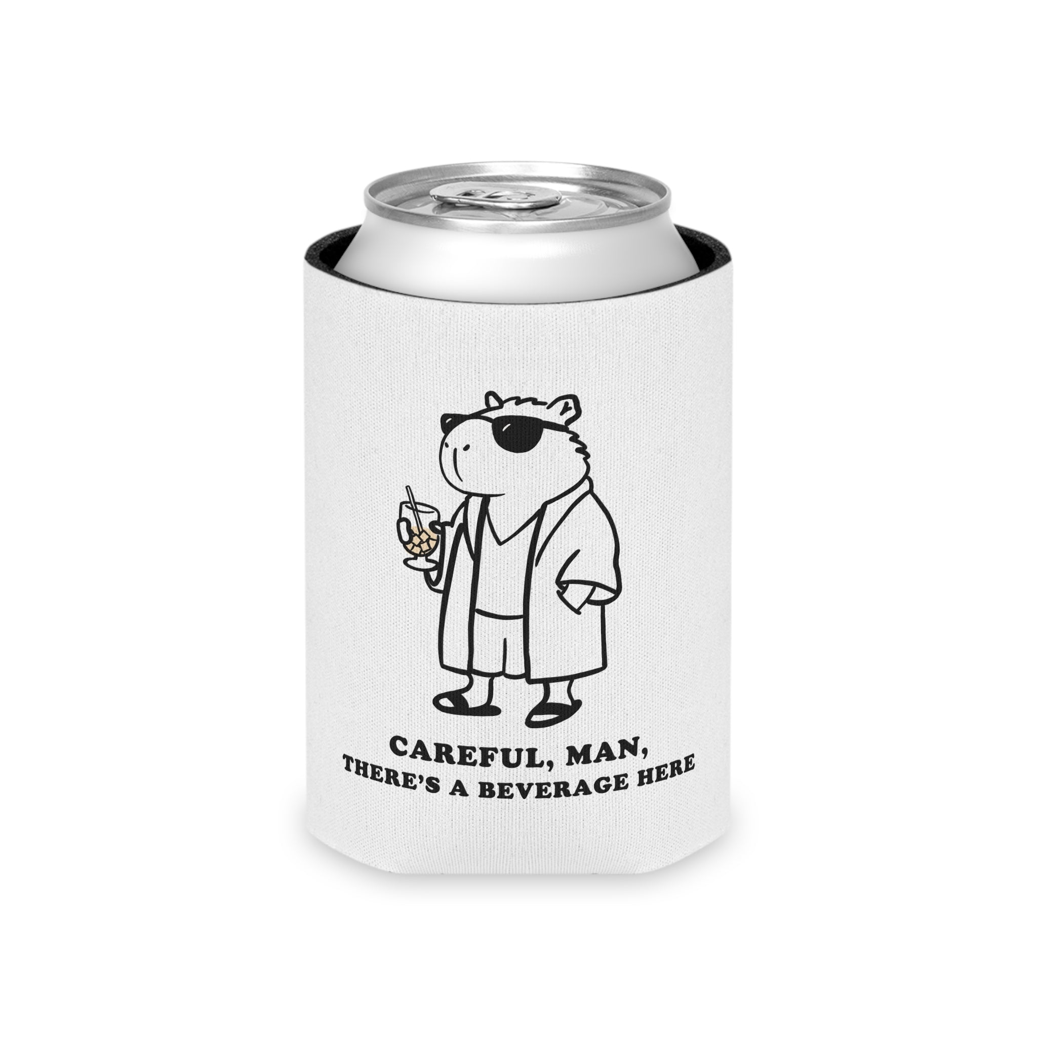 "Careful, Man, There's a Beverage Here" Capybara Dude Koozie
