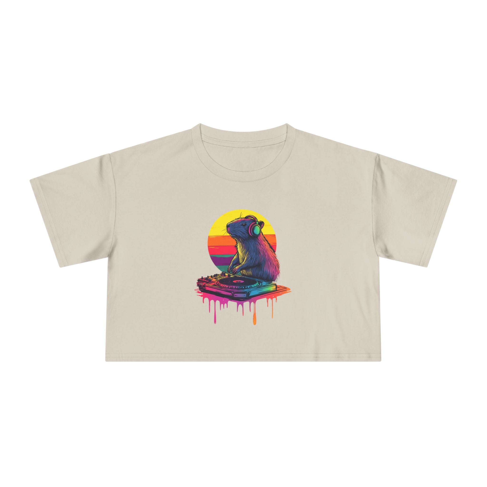 DJ Capybara Single Turntable - Women's Crop Tee