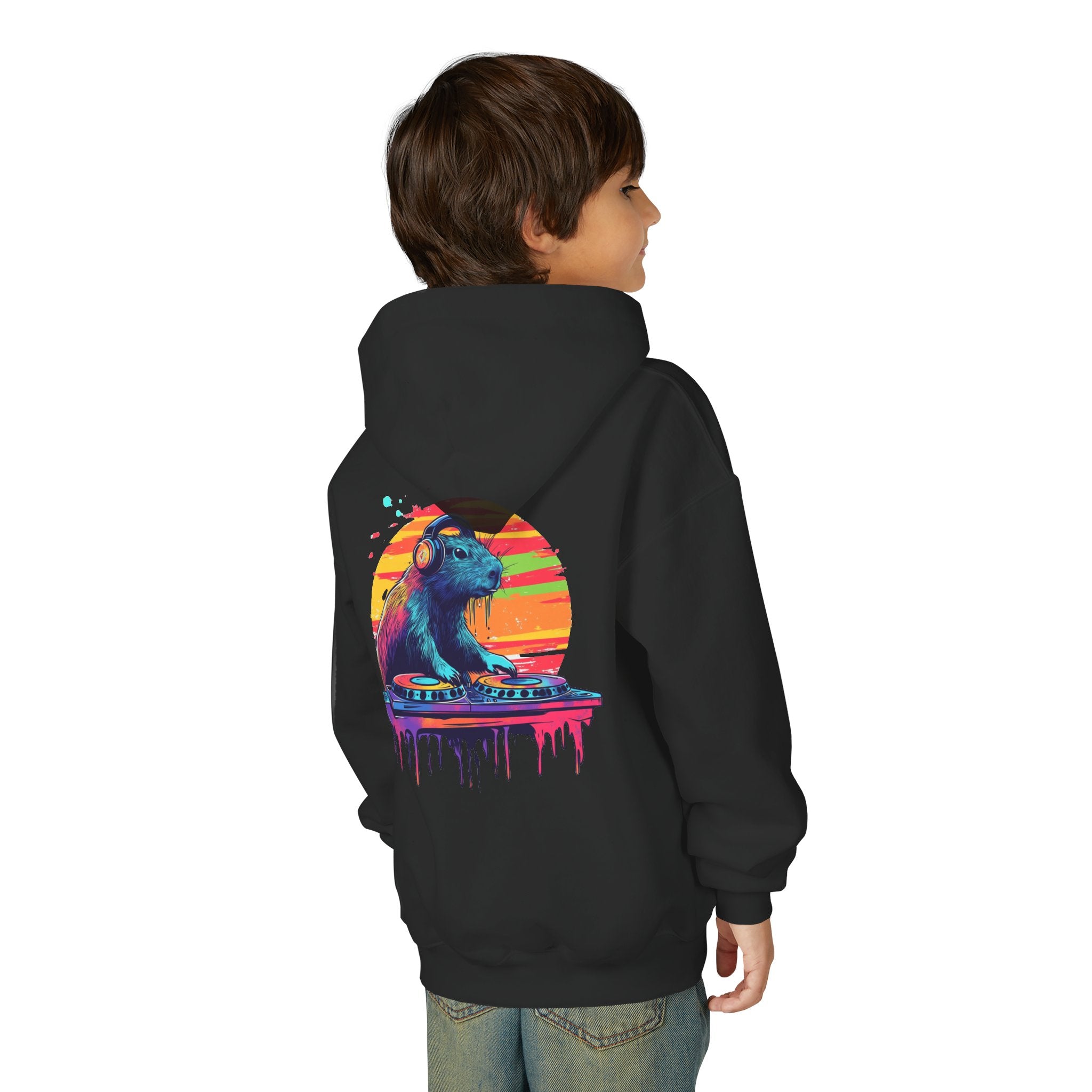 DJ Capybara Kids Hoodie | Music Lover Sweatshirt, Festival Vibes for Kids