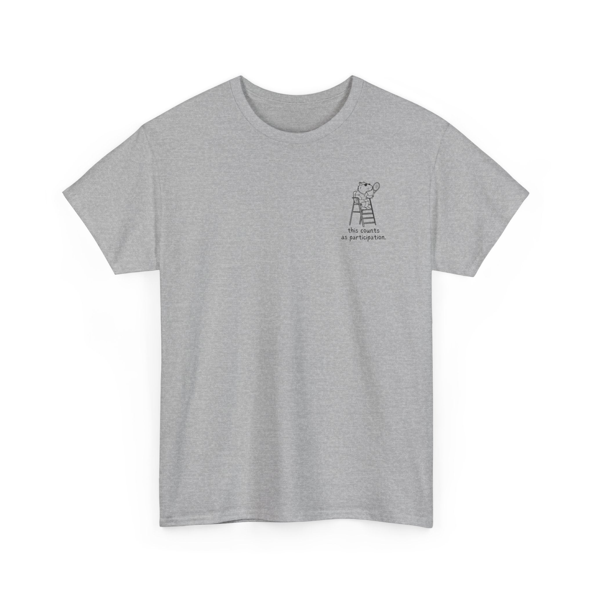 Minimalist Capybara T-Shirt – This Counts as Participation Left Chest Heavy Tee