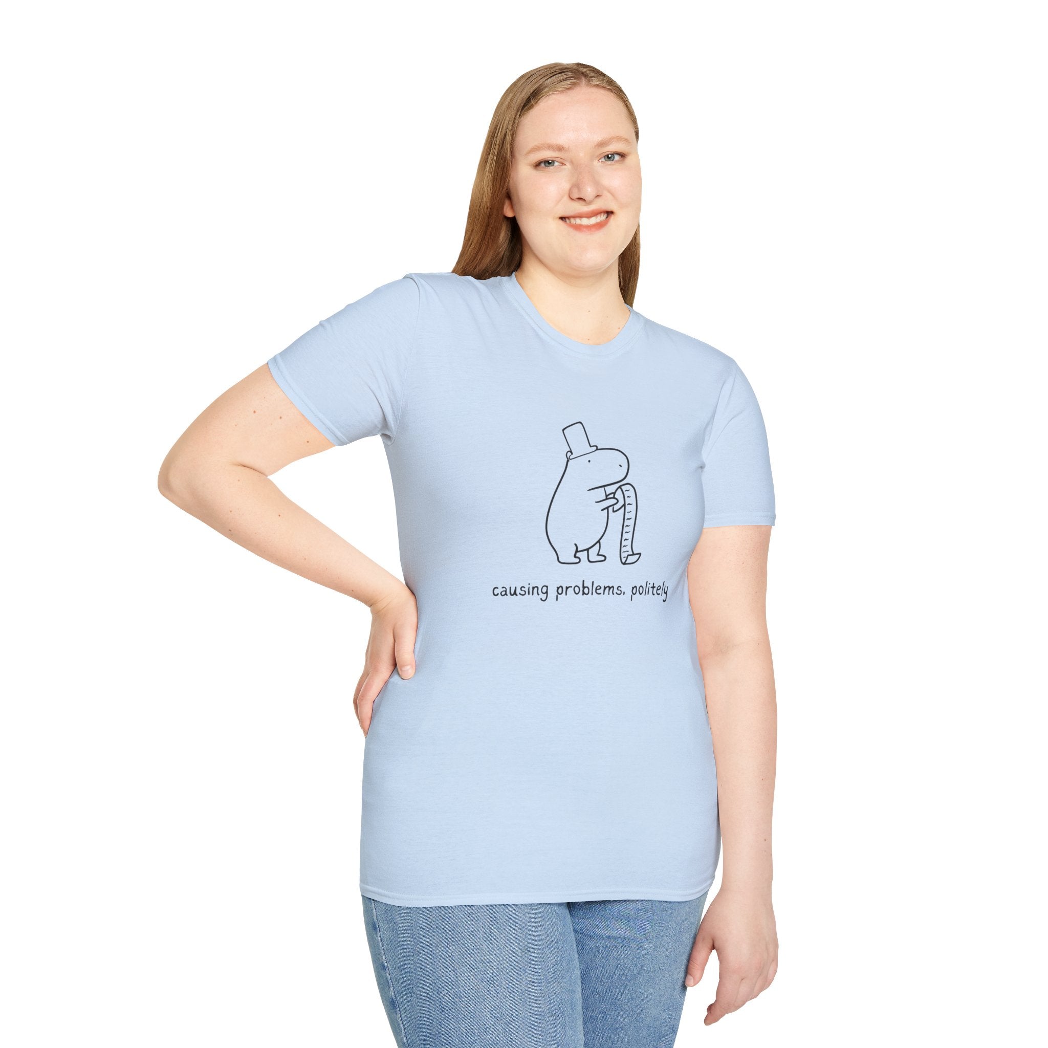 "Causing Problems Politely" Funny Capybara Softstyle Tee