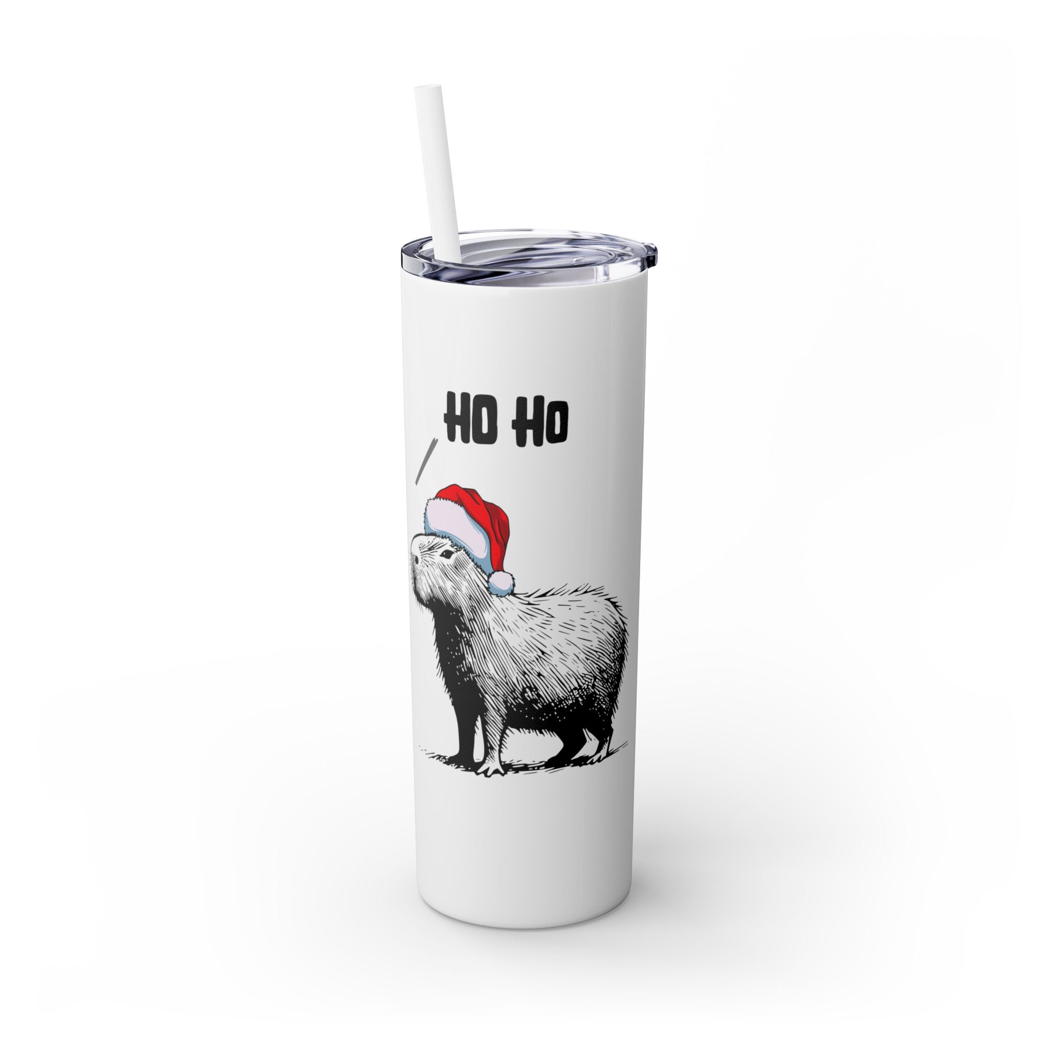 Ho Ho Ho Capybara Christmas Cup for Holiday Vibes - Skinny Tumbler
