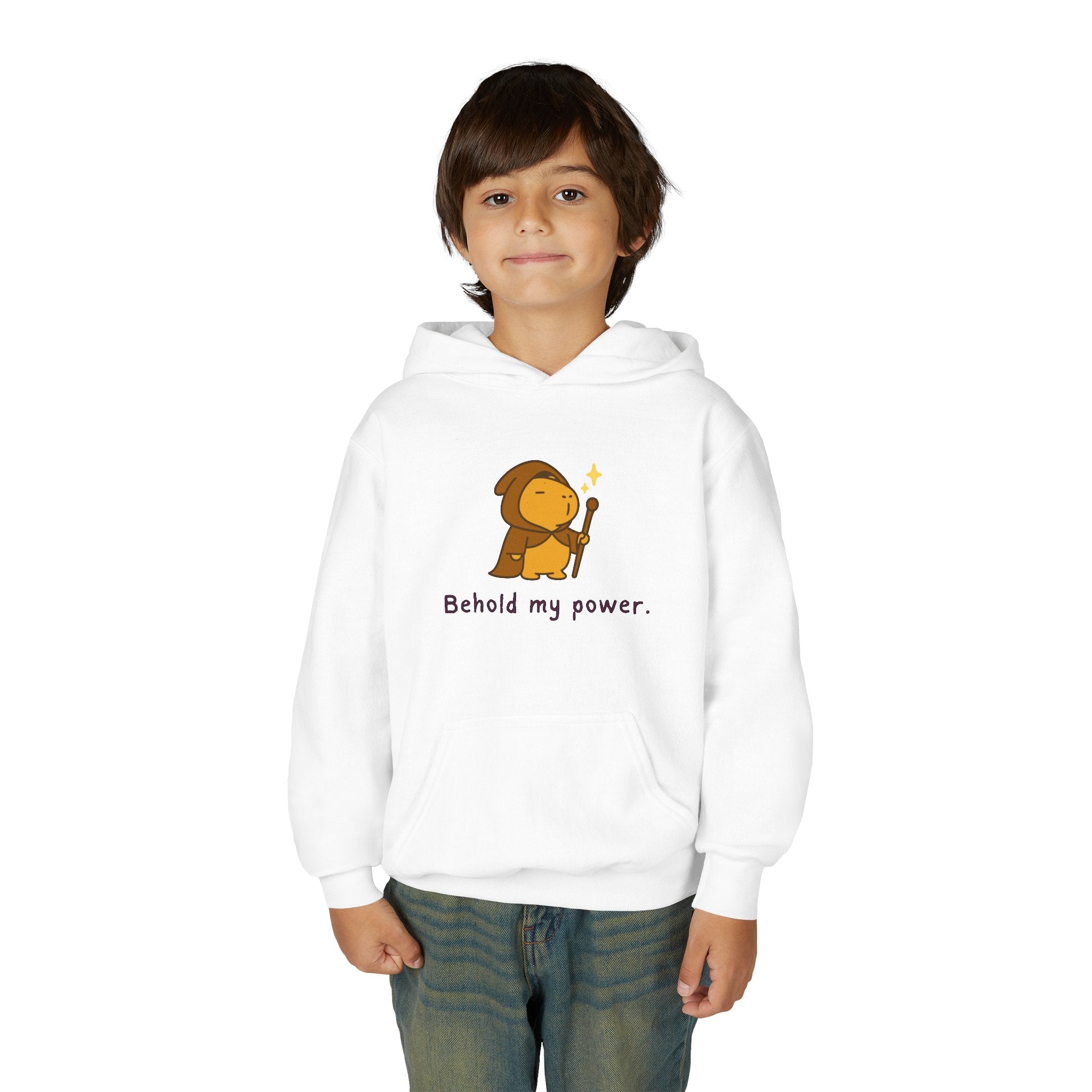 Behold My Power Kids Hoodie — Cozy Wizard Capybara Hoodie for Children | Cute Fantasy Sweatshirt
