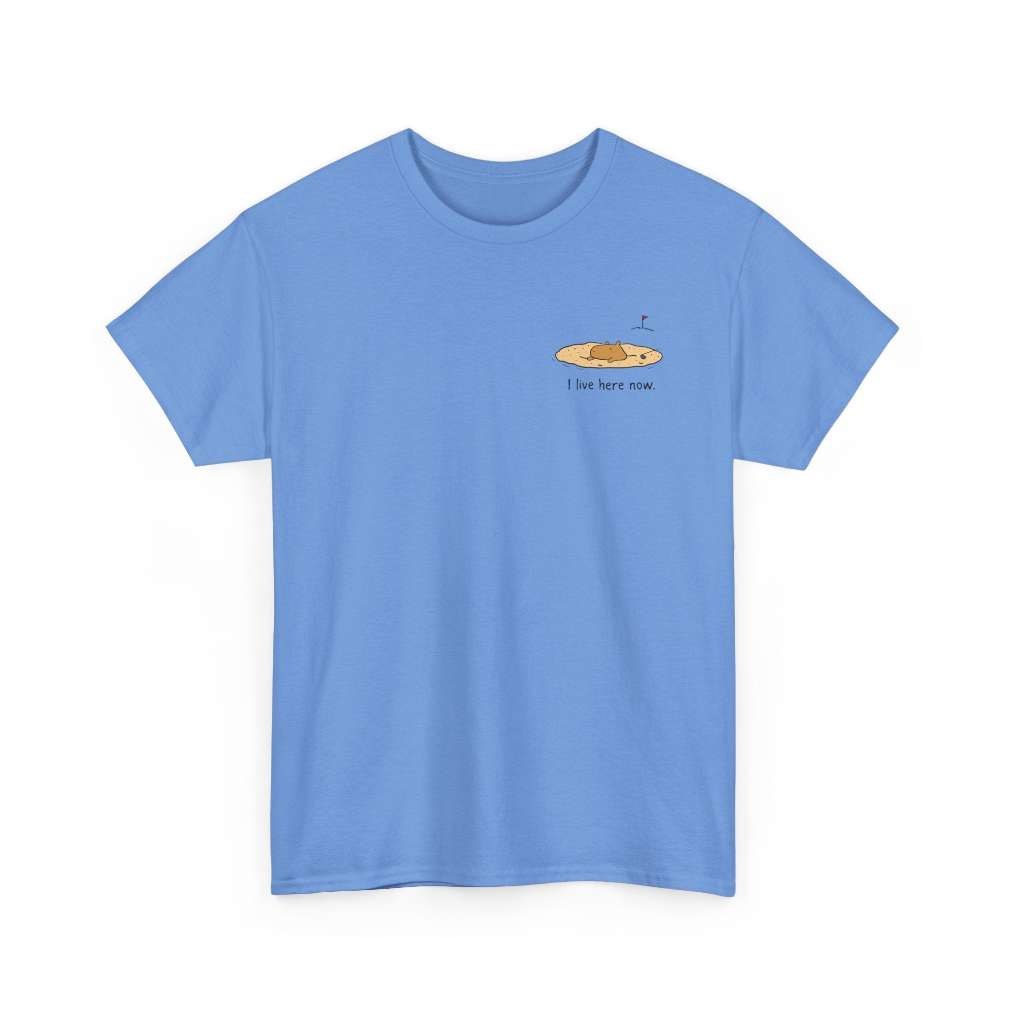 "I live here now"- Capybara Bunker Left Chest Heavy Tee