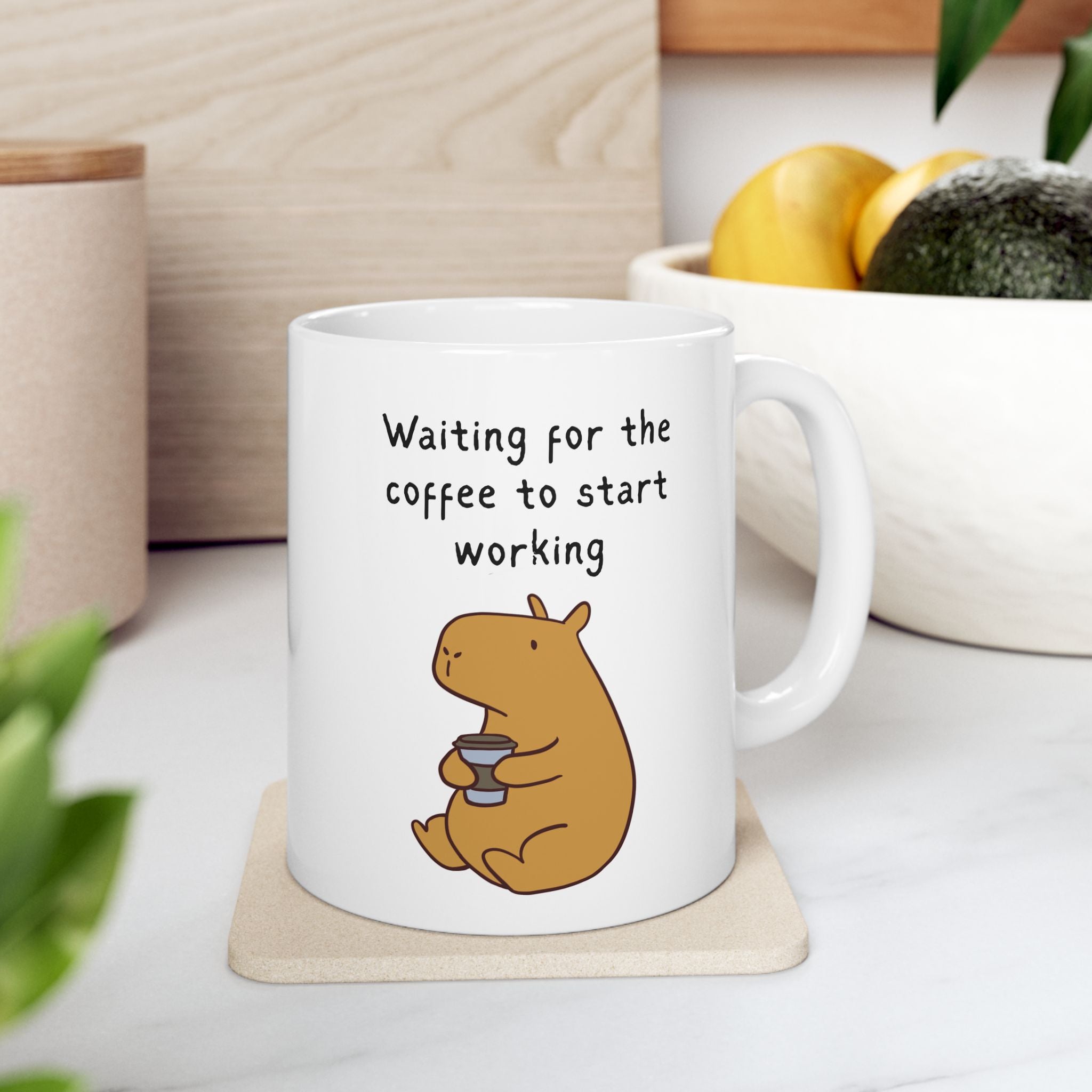 Waiting for the Coffee to Start Working Capybara Mug