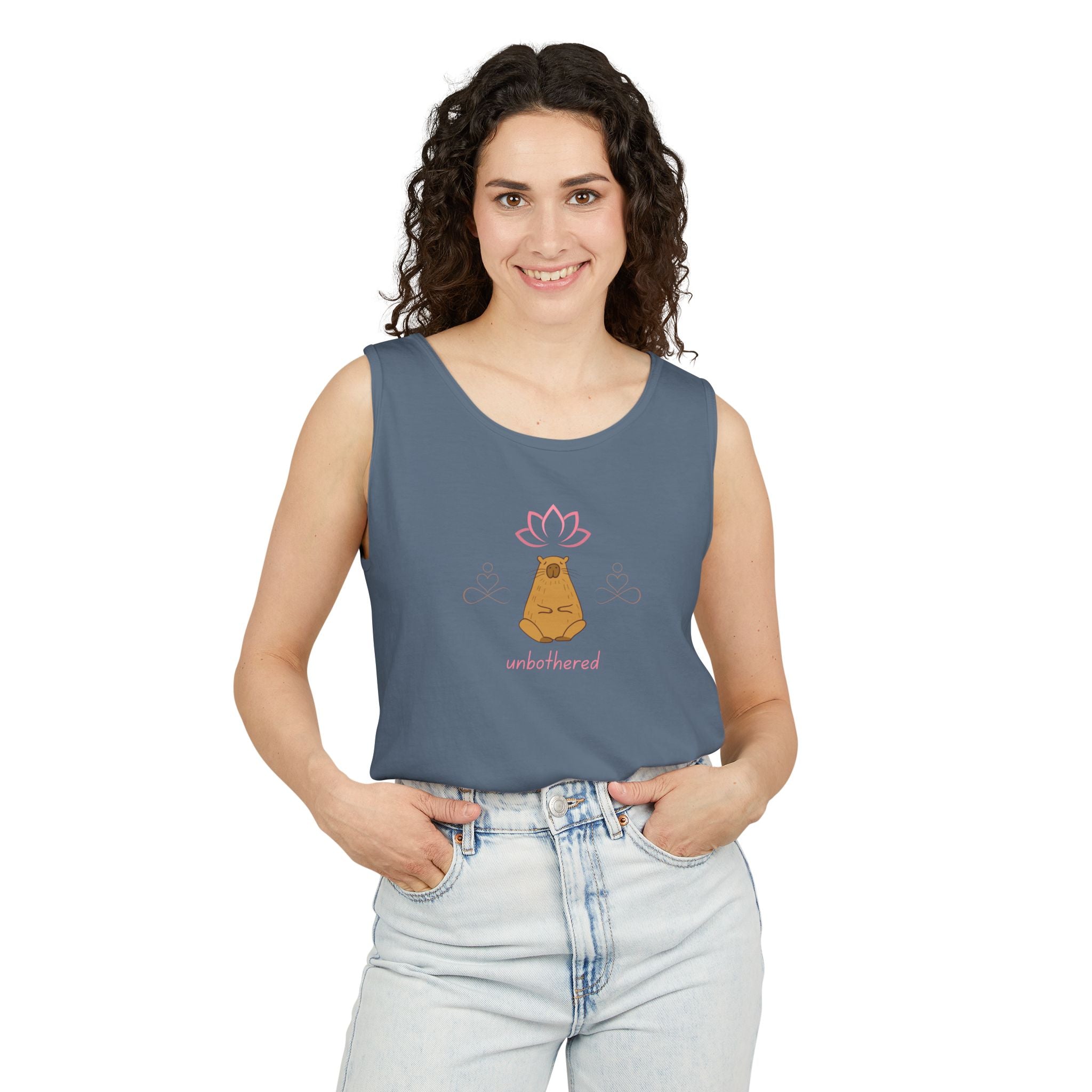 “Unbothered’” Meditative Capybara - Premium Comfort Colors Tank