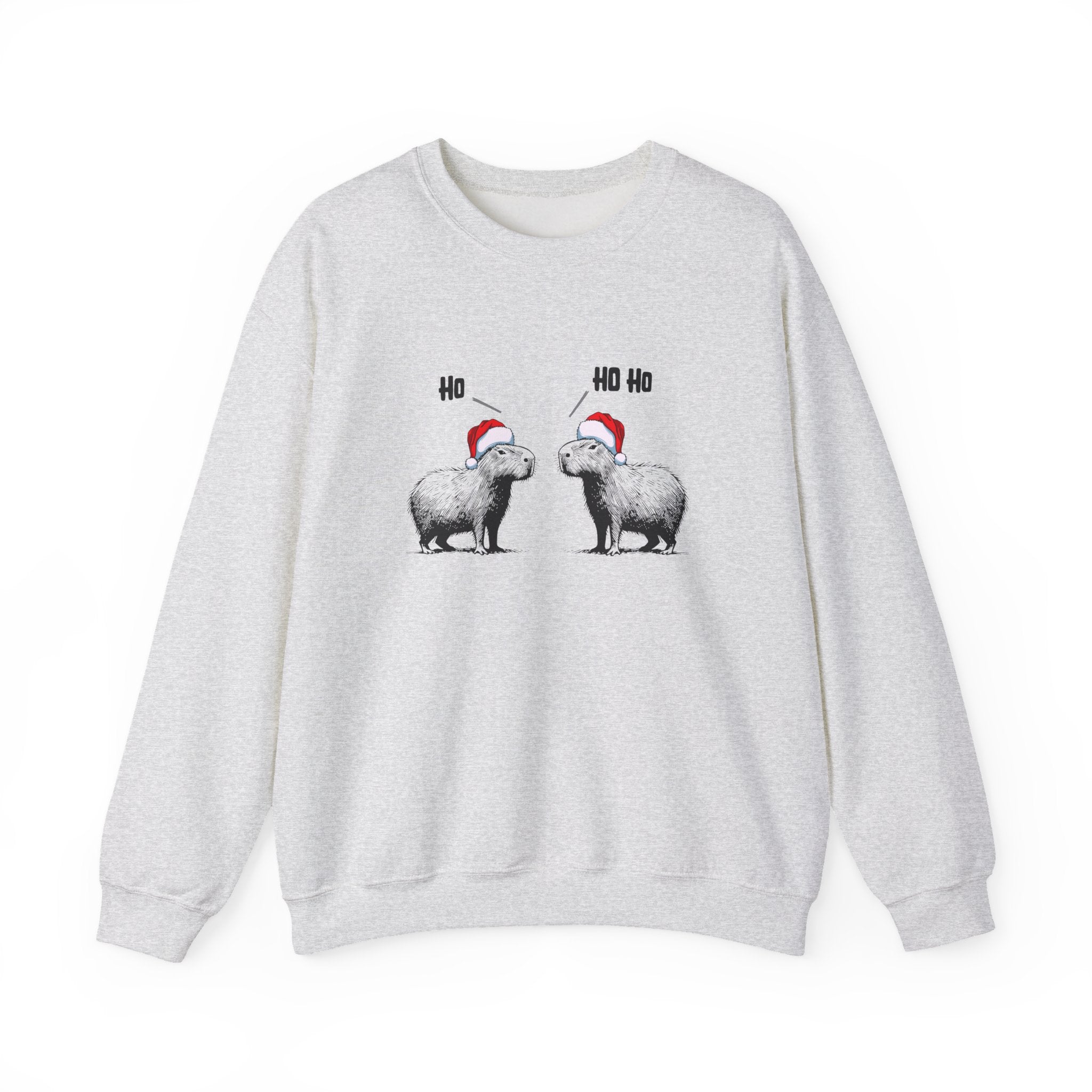 Ho Ho Ho Capybara Christmas Sweatshirt – Cute Minimalist Holiday Sweater (Unisex, Cozy Winter Gift)
