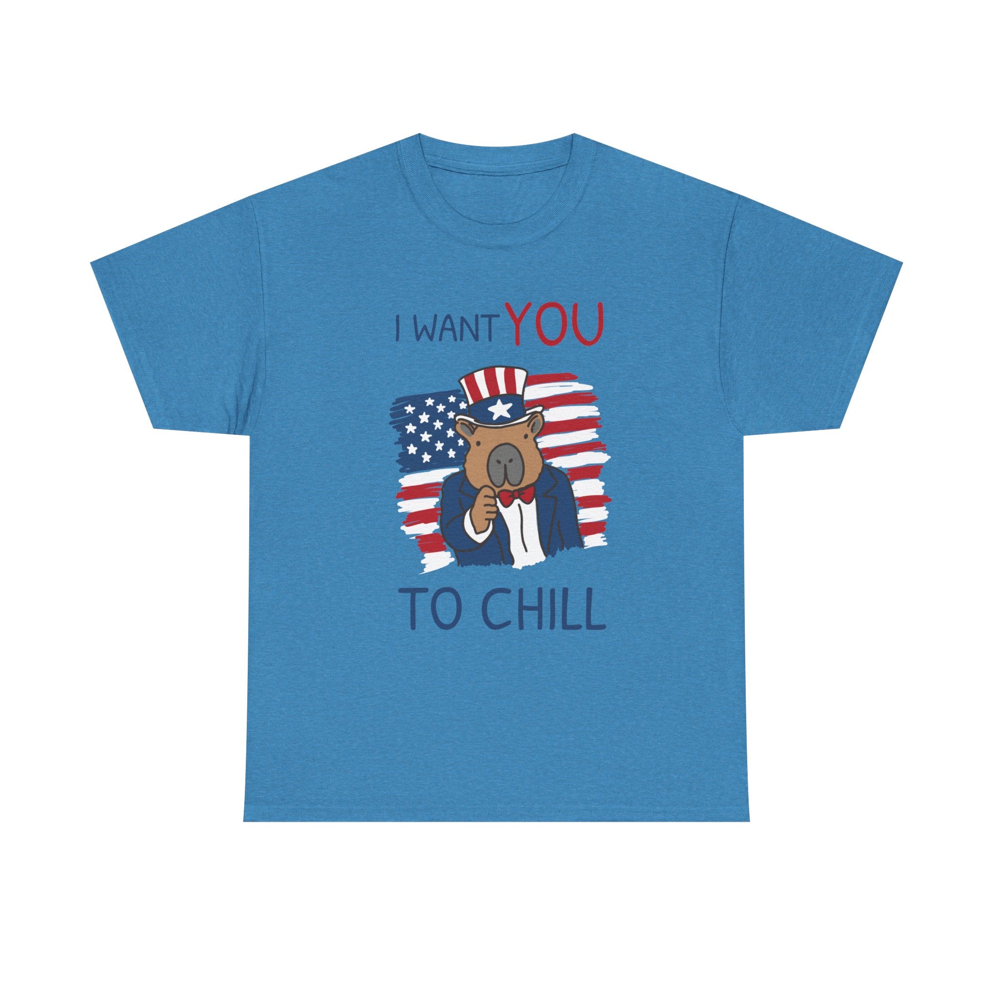 I Want You to Chill Capybara Patriotic Heavy Tee