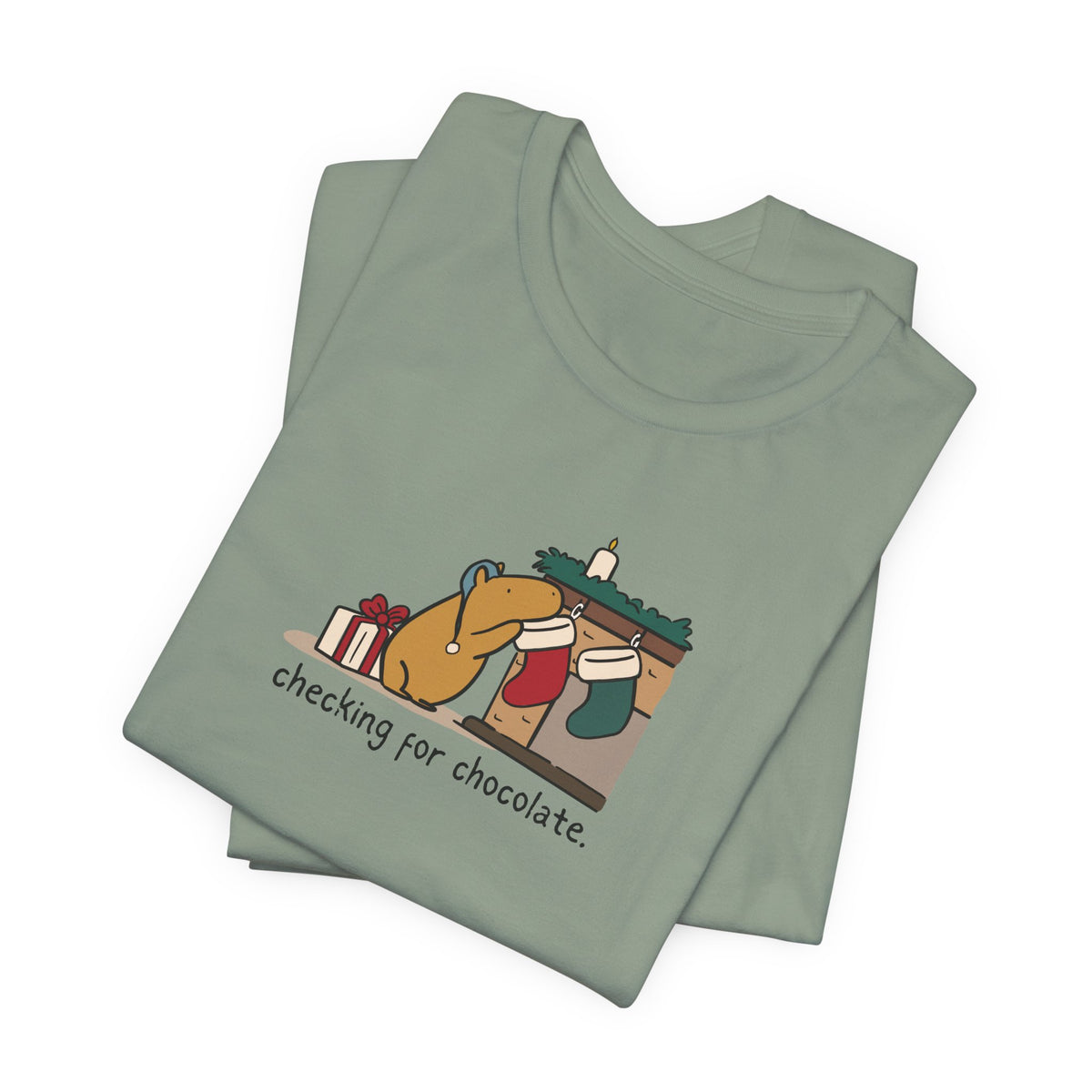 Checking for Chocolate Funny Christmas Capybara Softstyle Tee