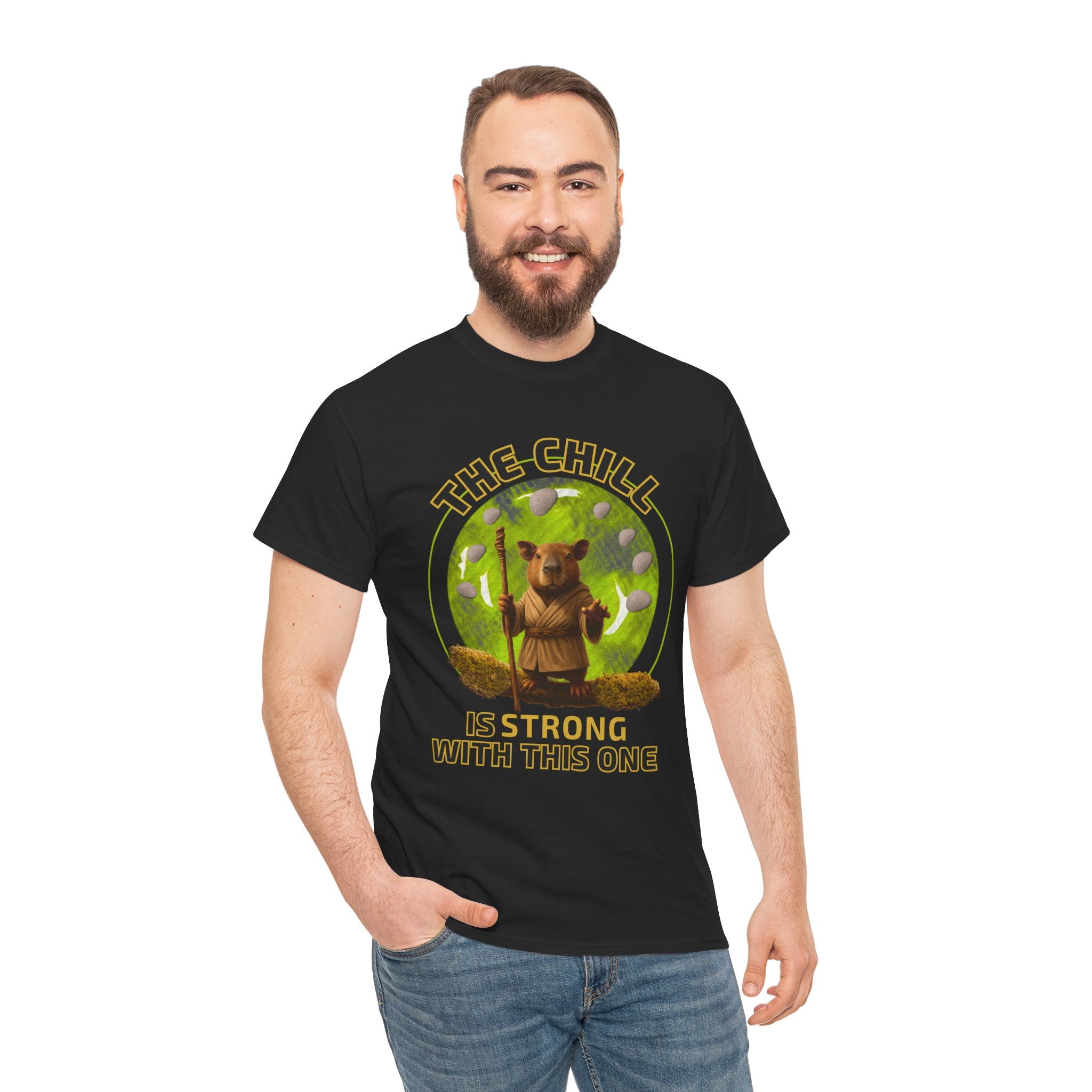 Star Wars Yoda Shirt – Funny Chill Capybara Tee – The Chill Is Strong With This One – Parody T-Shirt for Men Women – Nerdy Gift Idea Unisex Tee