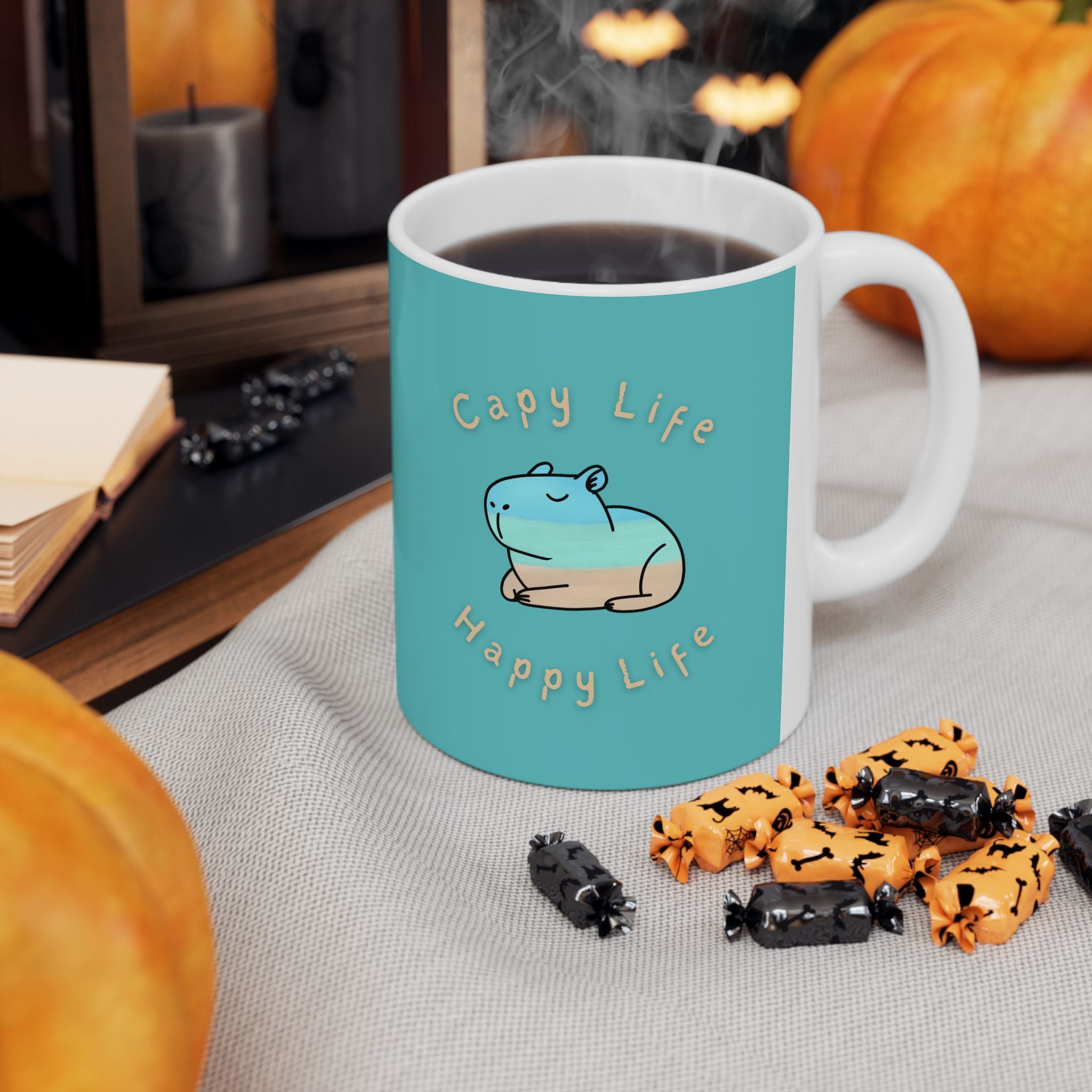 Capy Life Happy Life Capybara Mug – Coastal Chill Coffee Mug