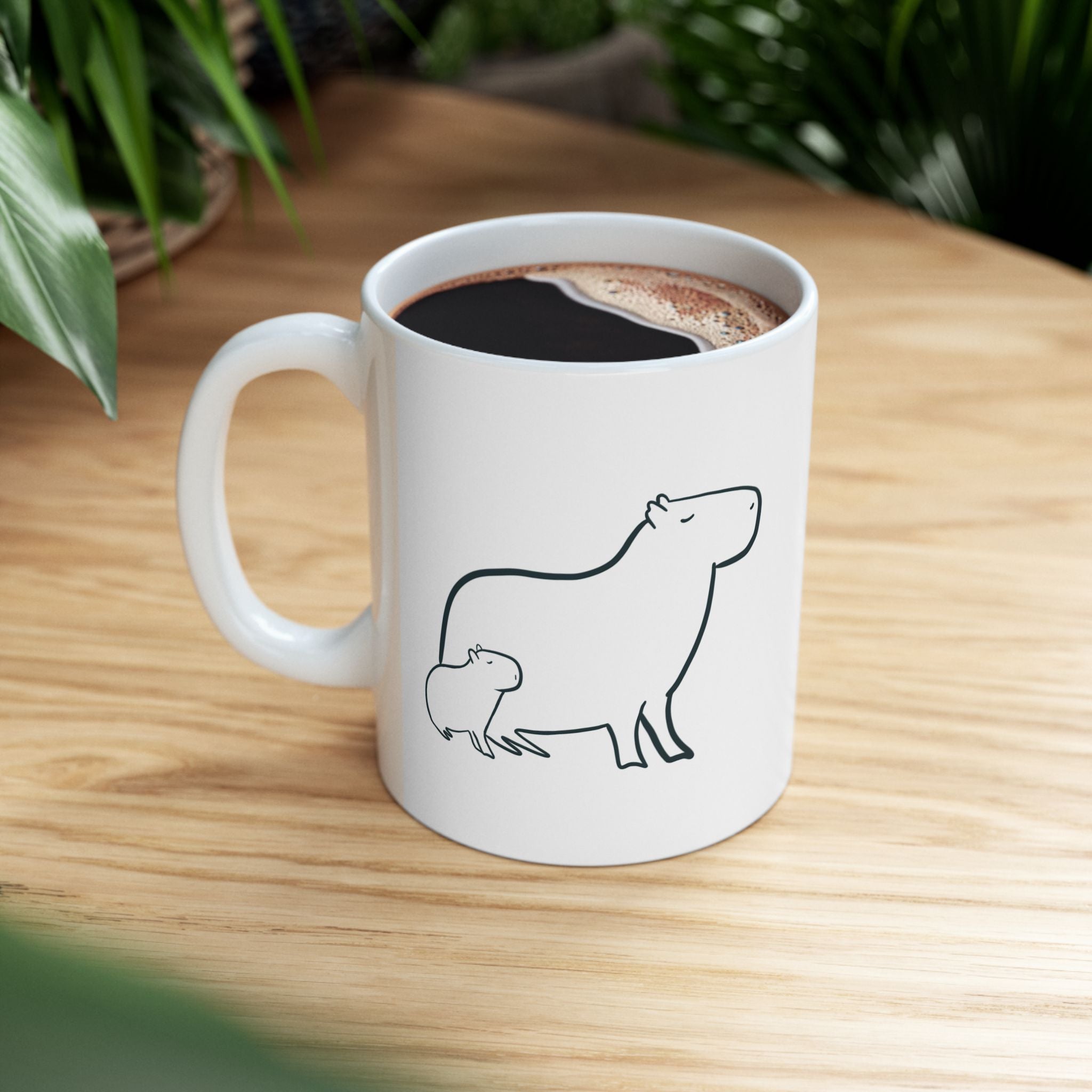 Minimalist Capybara Mug – Cute Mom & Baby Coffee Mug for Animal Lovers