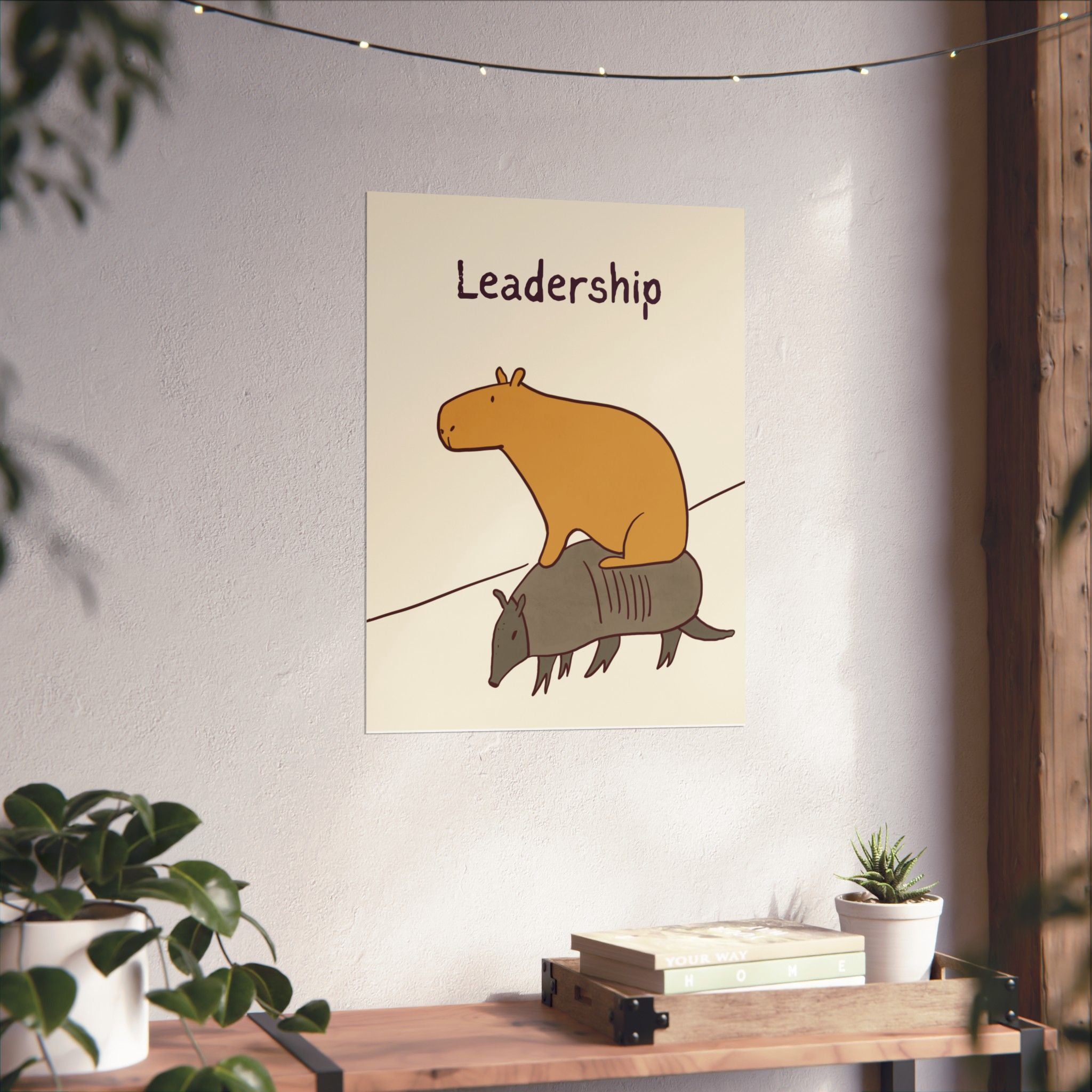 Funny Leadership Wall Art – Capybara Poster Print for Office Decor, Minimalist Motivational Wall Art, Humorous Boss Gift