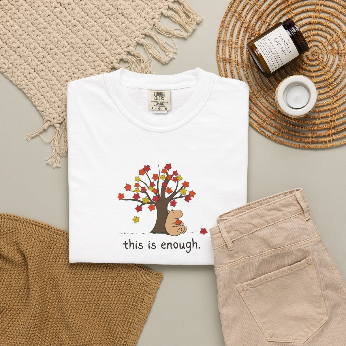 Copy of Autumn Leave This is Enough - Capybara Softstyle Adult T-Shirt