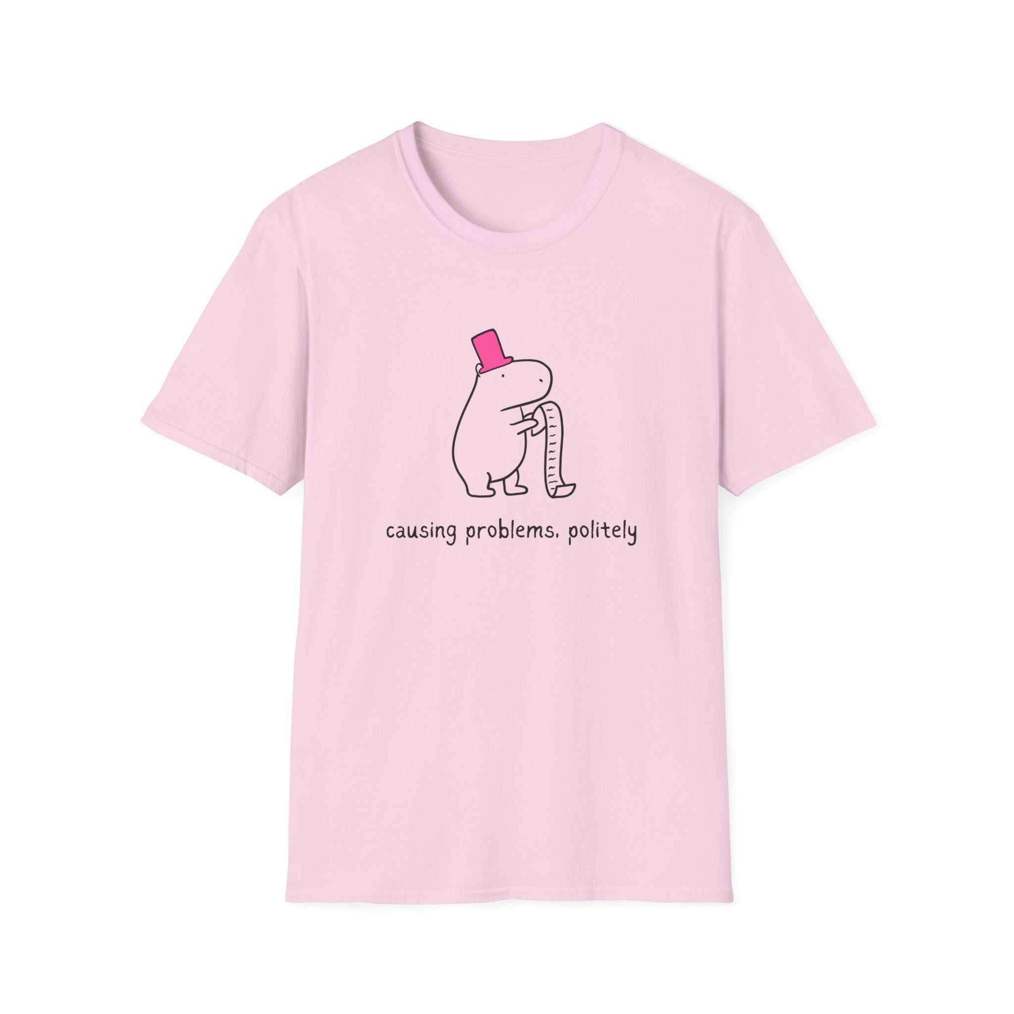"Causing Problems Politely" Funny Capybara Softstyle Tee