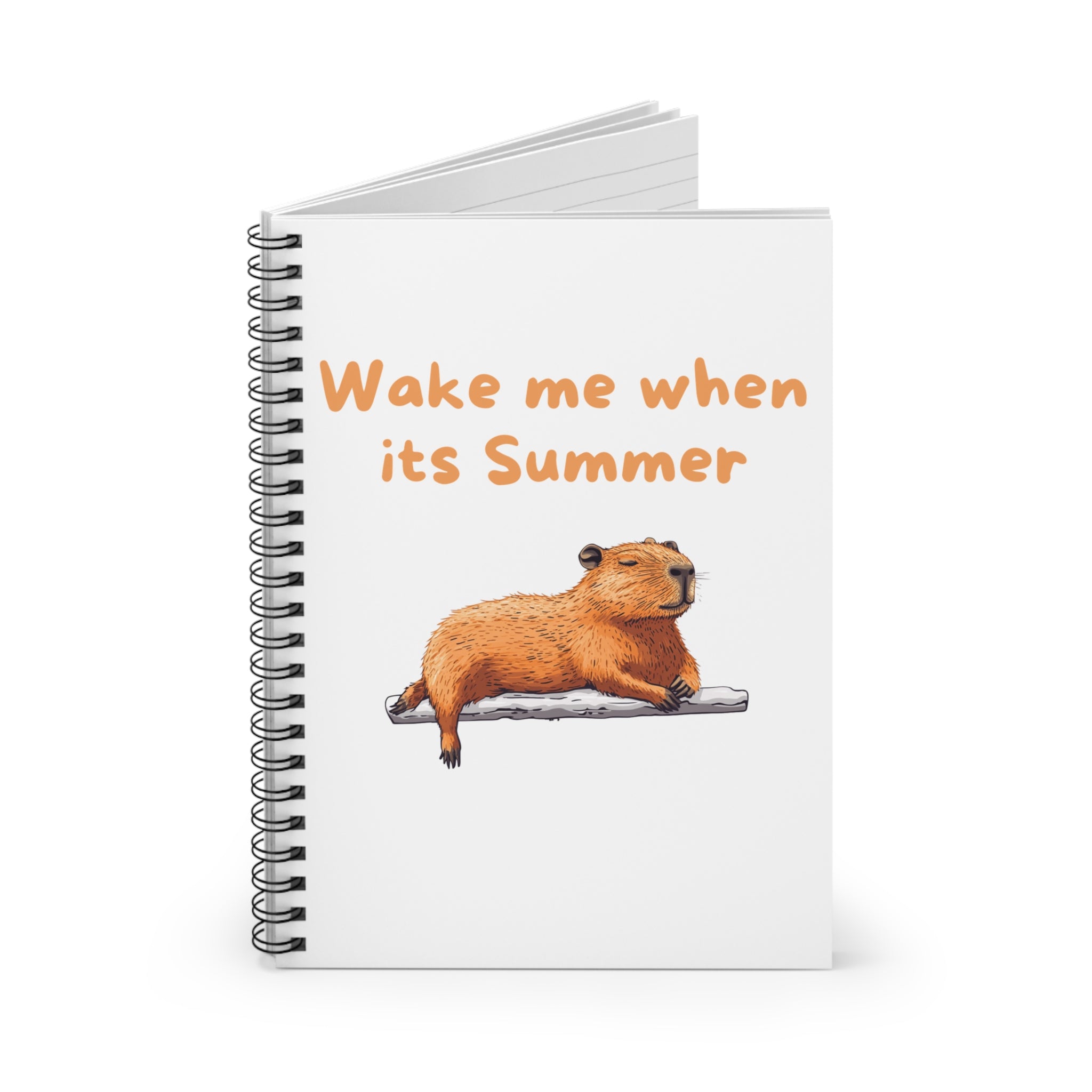 Wake Me When It's Summer Sleepy Capybara - Spiral Notebook