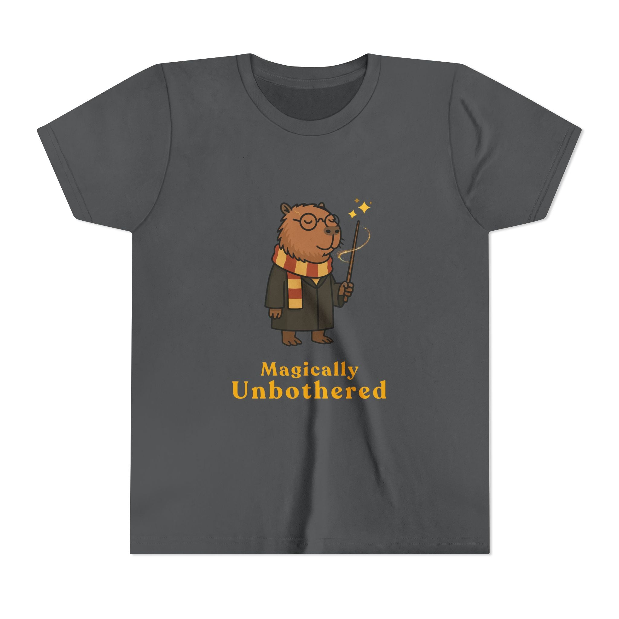 Magically Unbothered Kids Shirt | Chill Wizard Capybara Graphic Youth Tee