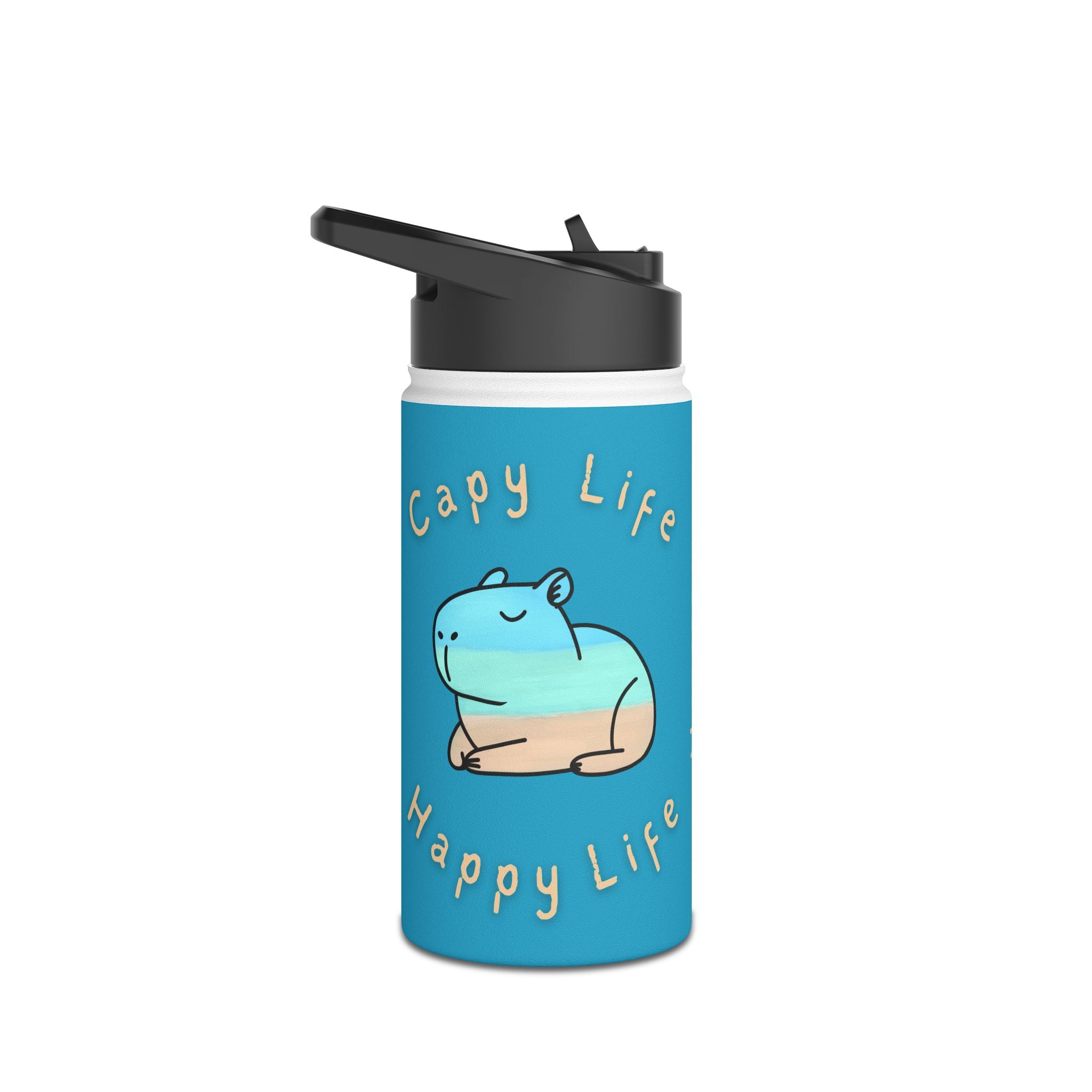 Costal Capybara Kids Personalized 12oz Water Bottle