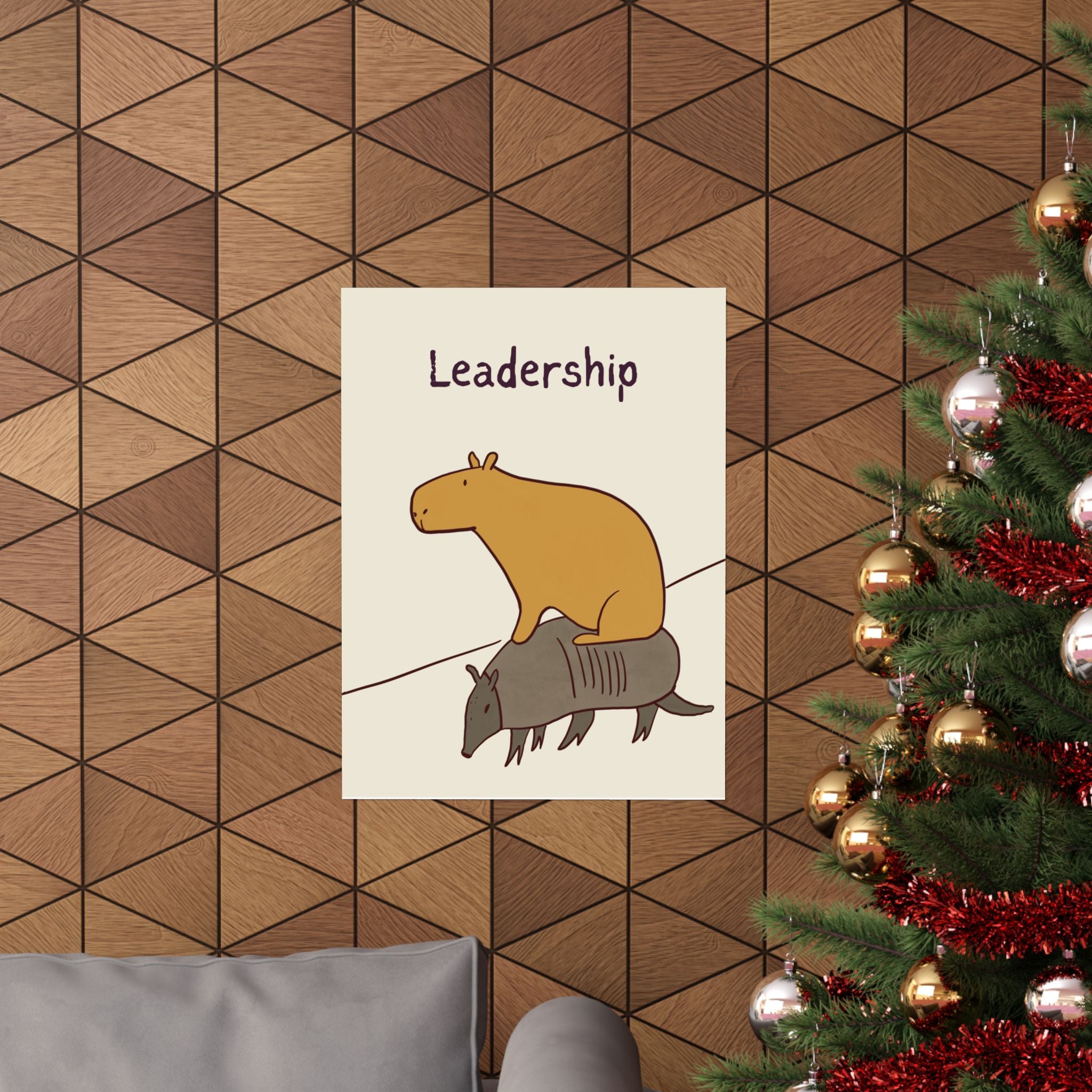 Funny Leadership Wall Art – Capybara Poster Print for Office Decor, Minimalist Motivational Wall Art, Humorous Boss Gift