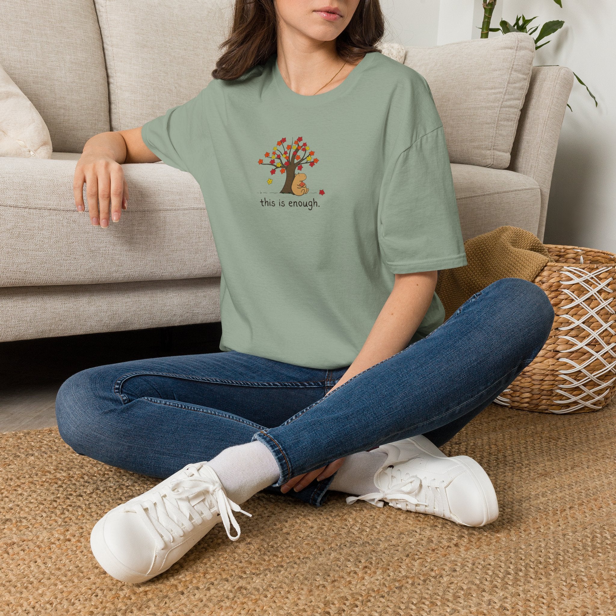 Autumn Leave This is Enough - Capybara Softstyle Adult T-Shirt