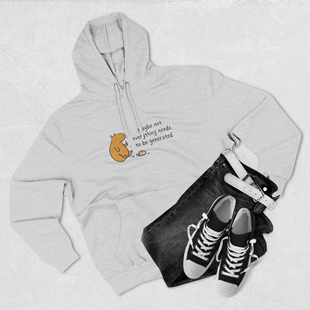 Maybe Not Everything Needs to be Generated - Capybara Fleece Hoodie