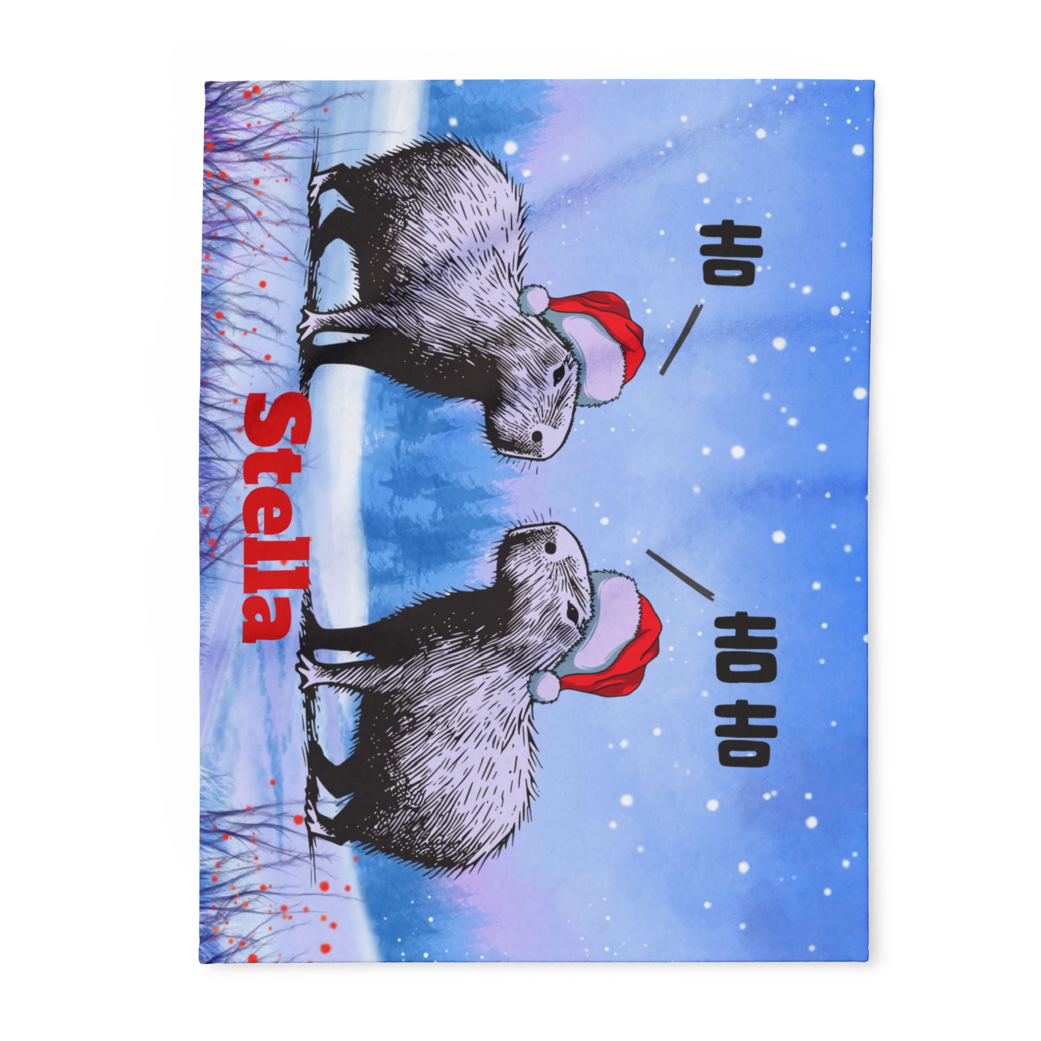 Ho Ho Ho Personalized Capybara Blanket | Custom Name Christmas Fleece Throw | Funny Cozy Holiday Gift