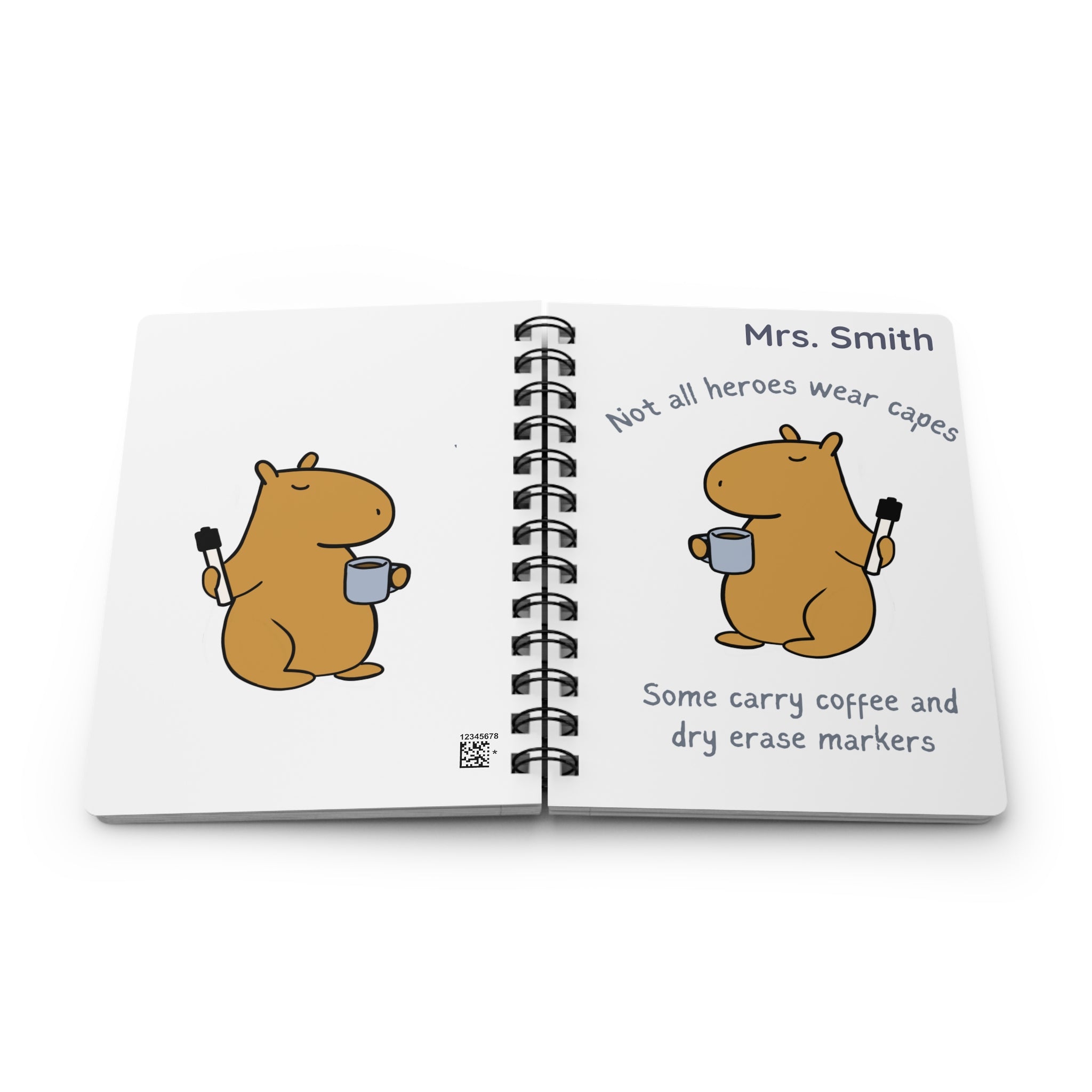 Personalized Teacher Notebook – Not All Heroes Wear Capes – Funny Teacher Appreciation Gift with Name