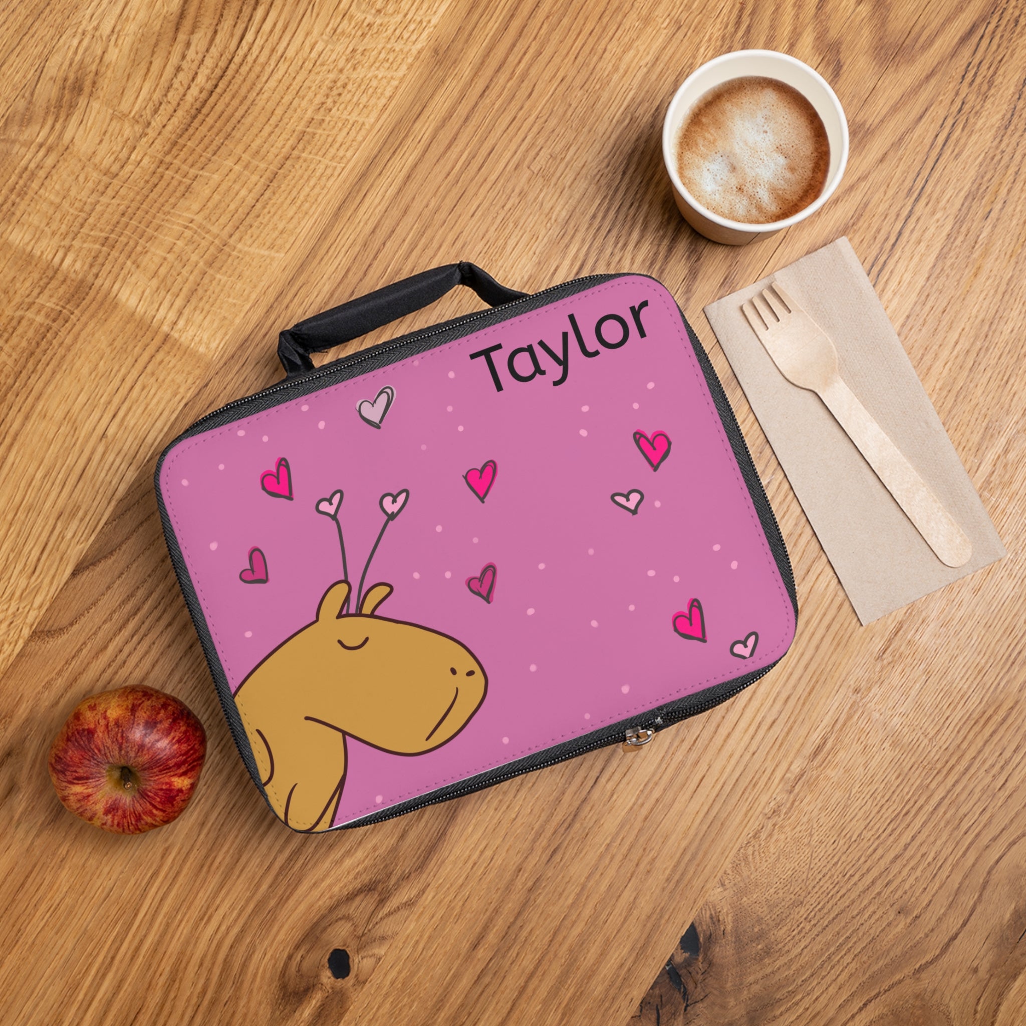 Capybara Hearts Abound Kids Personalized Lunch Box