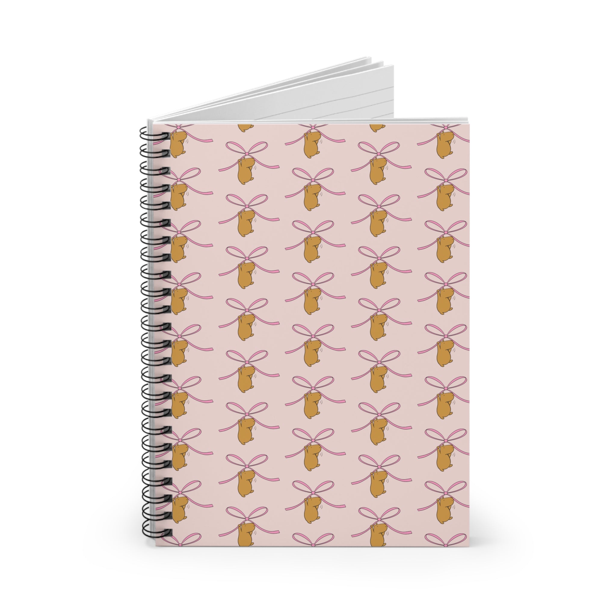 Cute Capybara Notebook – Pink Bow Pattern Journal