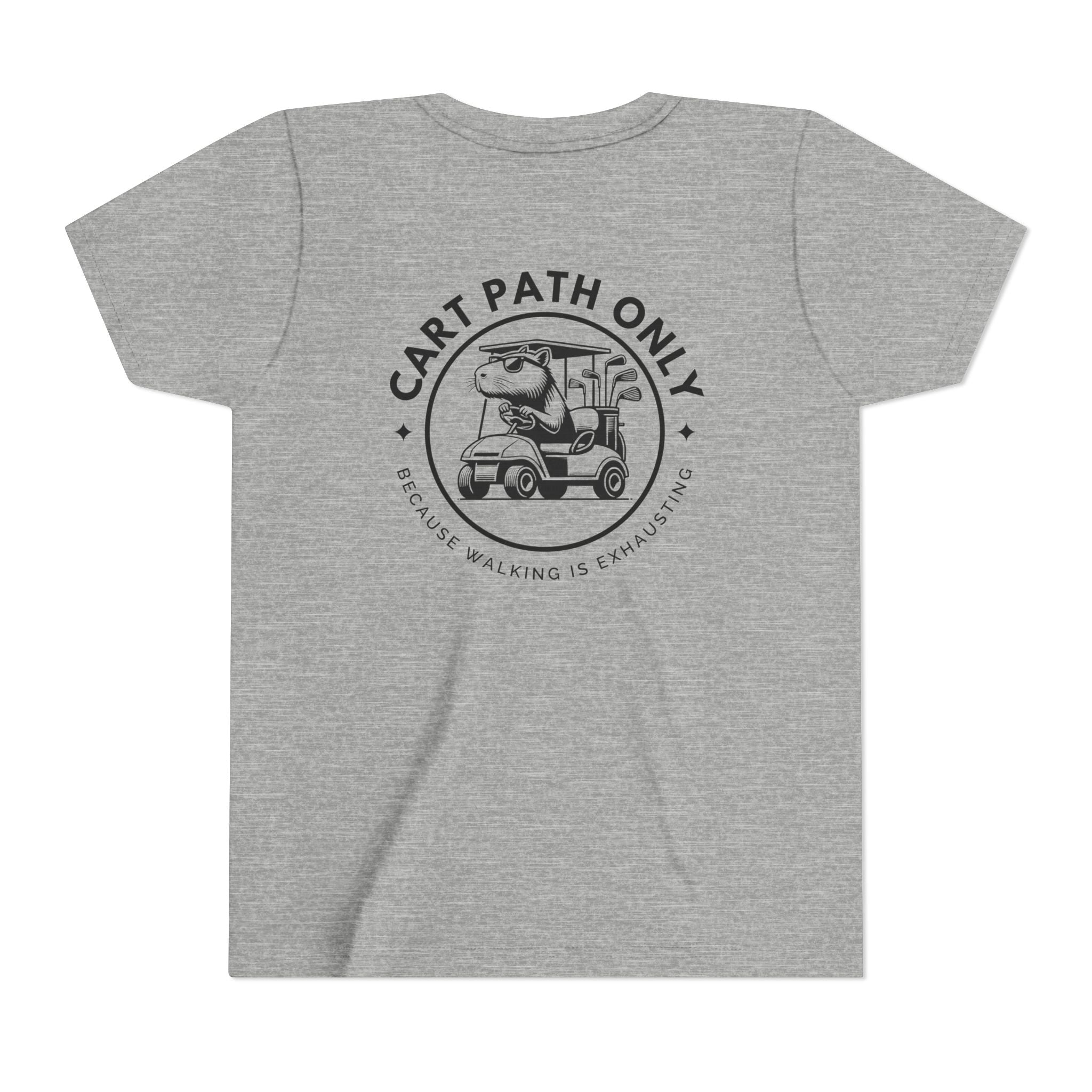Funny Kids Golf Tee – Cart Path Only Capybara Tee – Country Club Style with Funny Golf Vibes – Chill Youth Polo Alternative