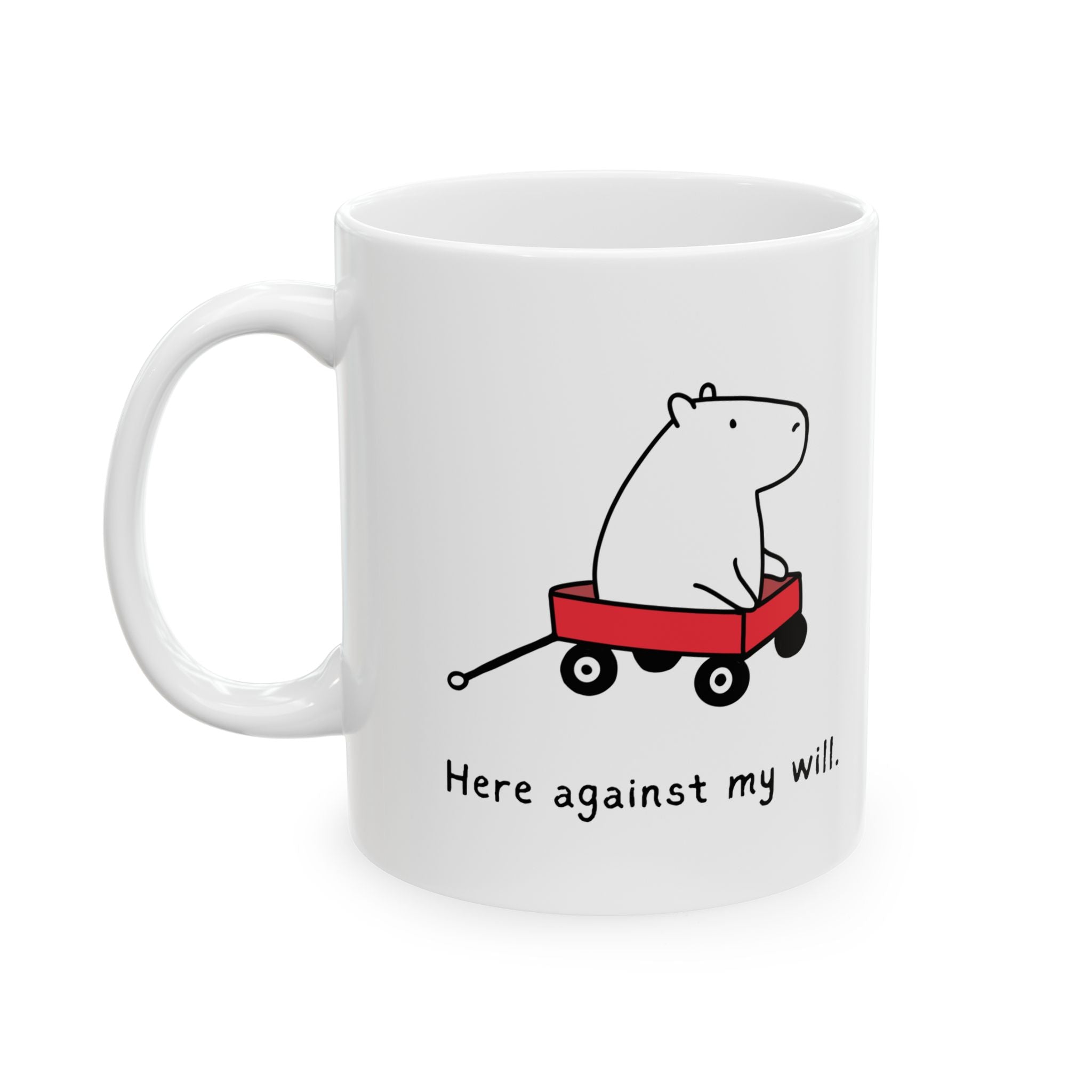 Funny Coffee Mug – “Here Against My Will” Capybara Mug | Coffee Mug with Funny Saying