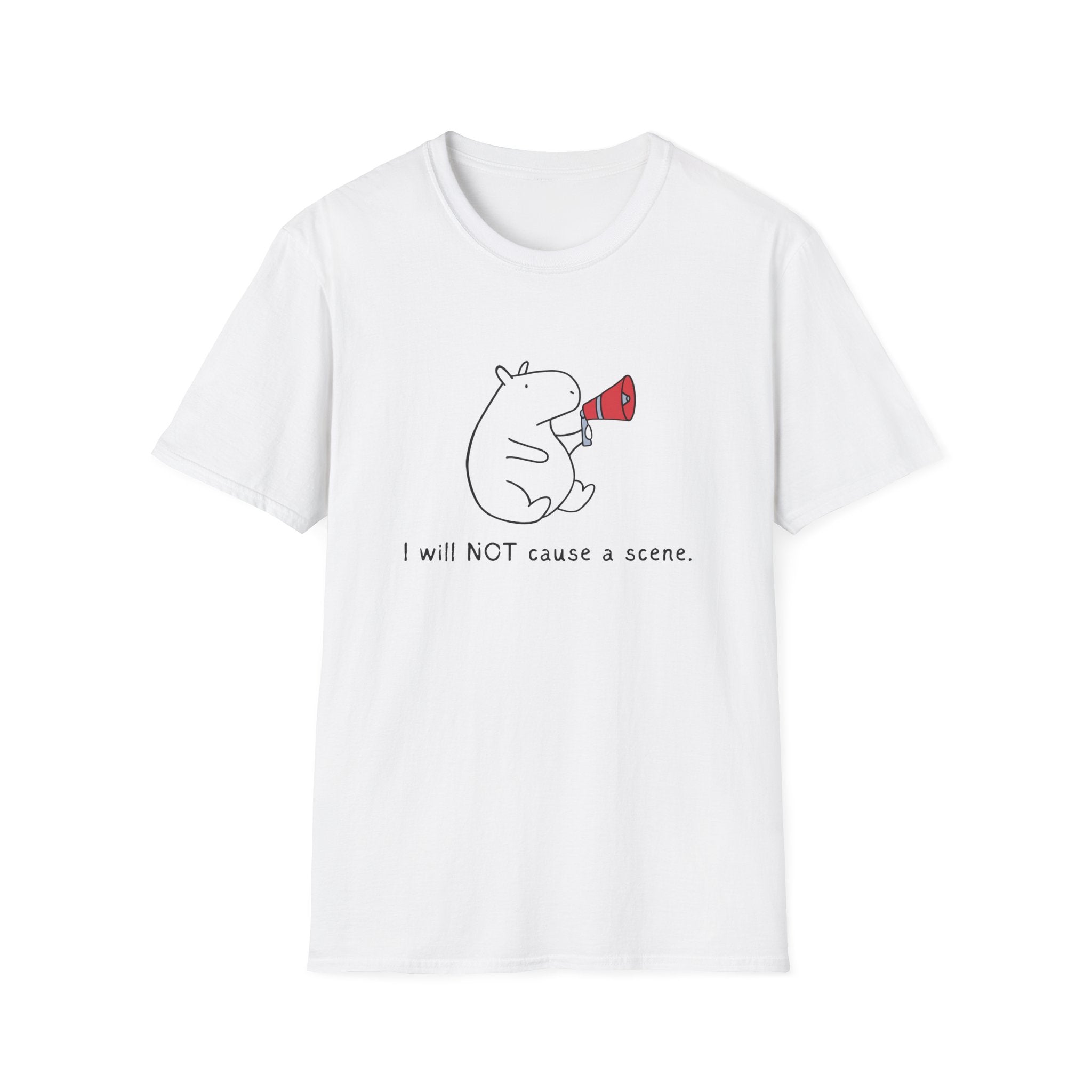 Funny Capybara T-Shirt – “I will NOT cause a scene” Softstyle Tee