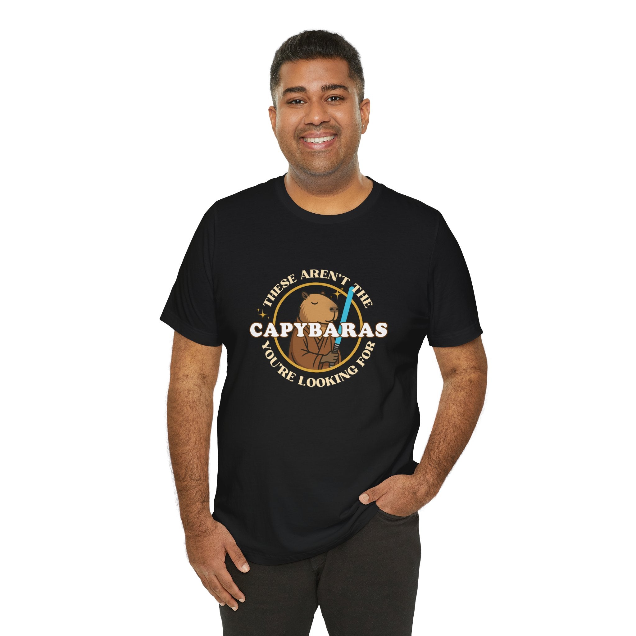 Star Wars Parody Shirt – These Aren’t the Capybaras You’re Looking For – Obi-Wan Capybara – Funny Nerd Gift - Unisex Adult Tee