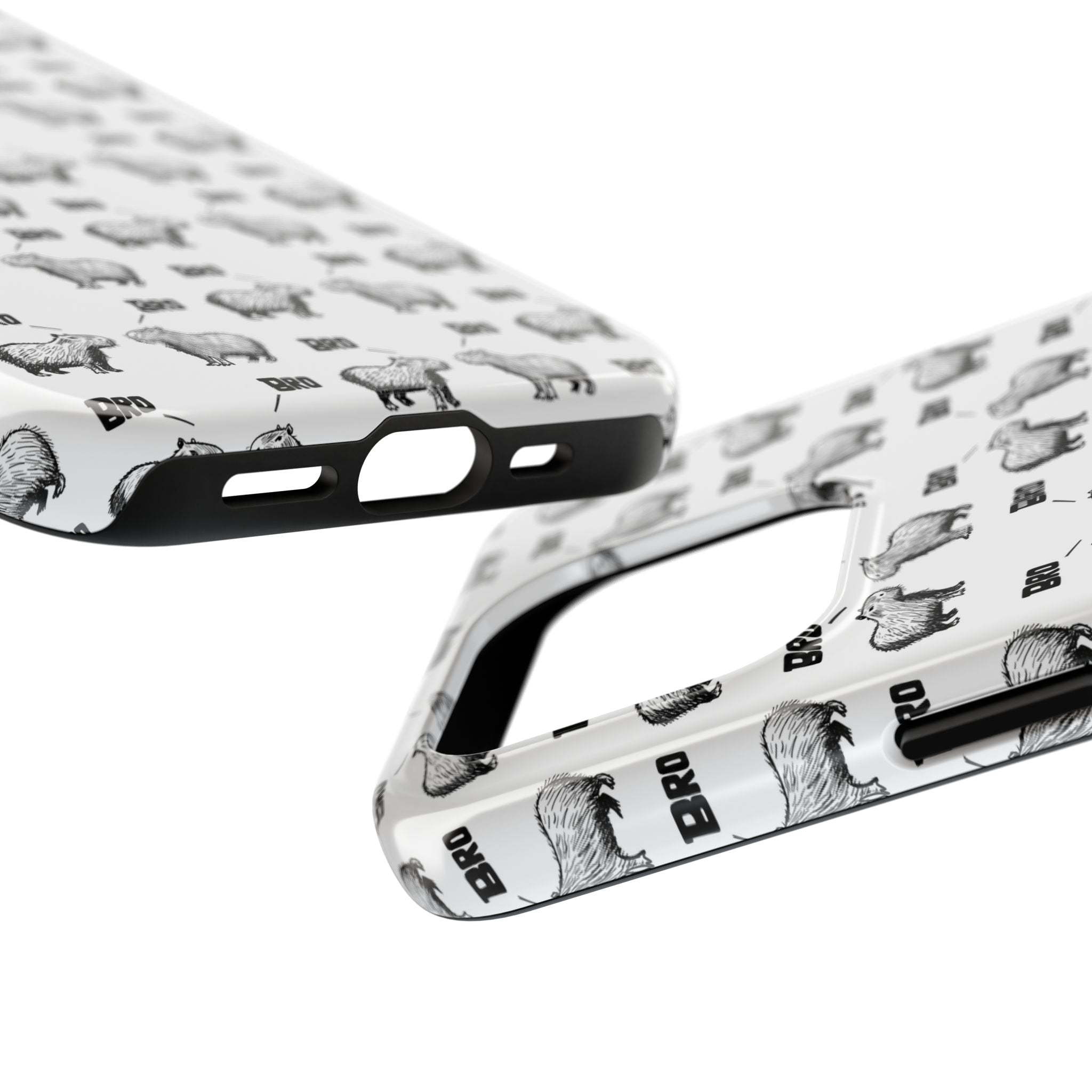 “Bro, Bro" Patterned Funny Capybara Phone Case