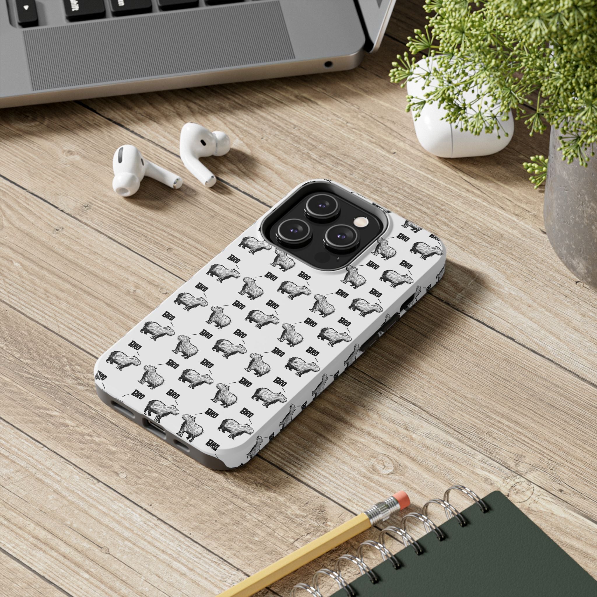 “Bro, Bro" Patterned Funny Capybara Phone Case
