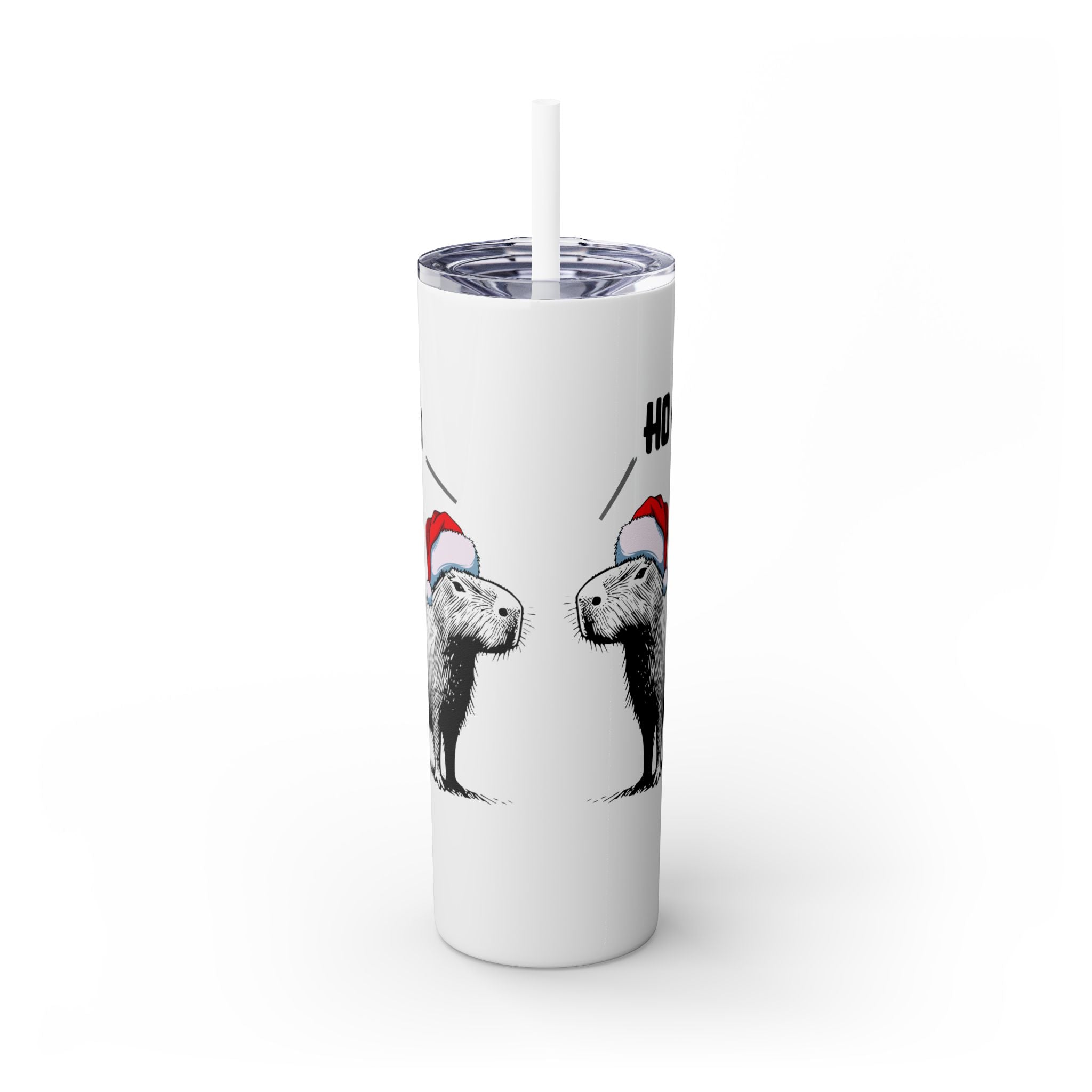 Ho Ho Ho Capybara Christmas Cup for Holiday Vibes - Skinny Tumbler