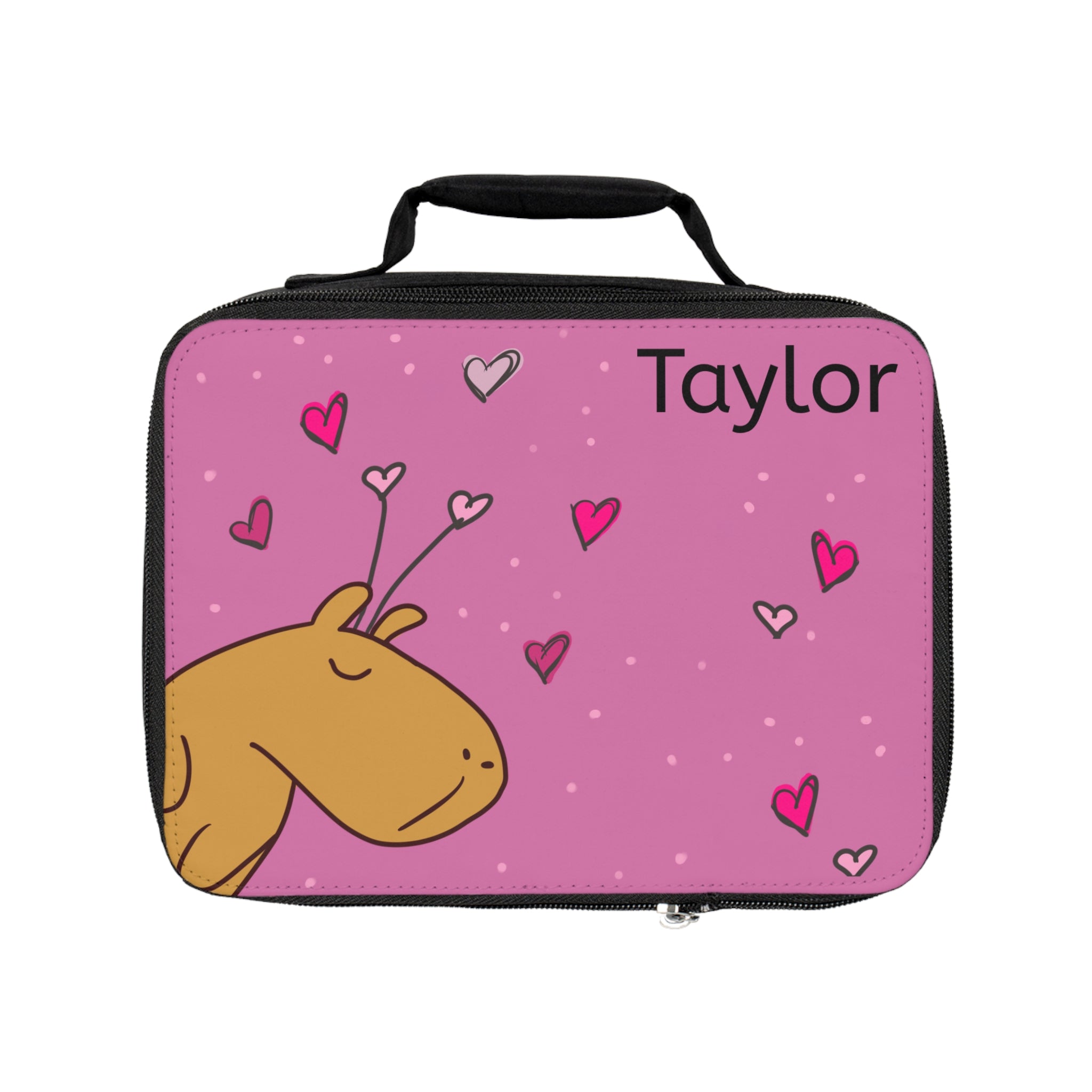 Capybara Hearts Abound Kids Personalized Lunch Box