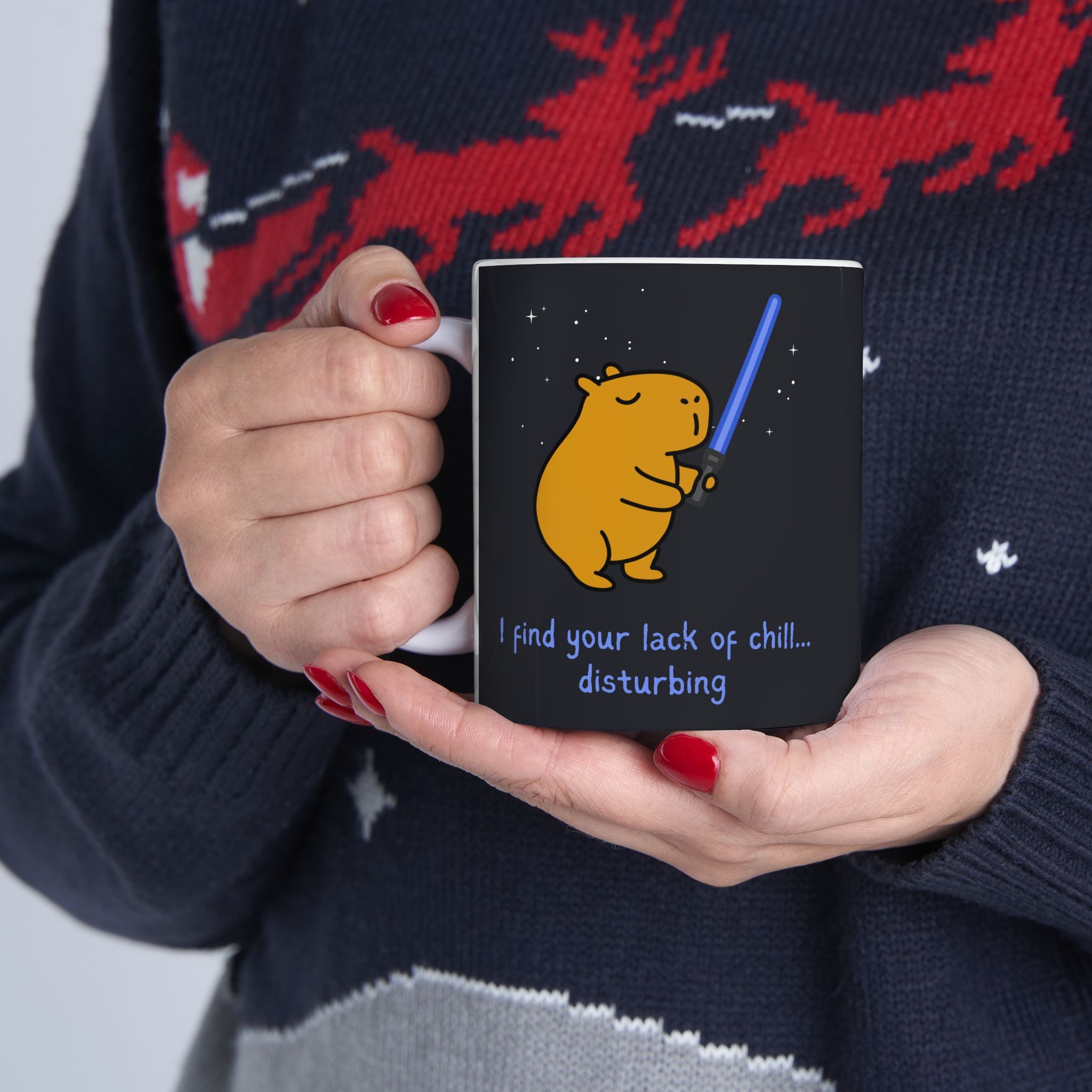 "I find your lack of chill" Capybara Jedi Coffee Mug