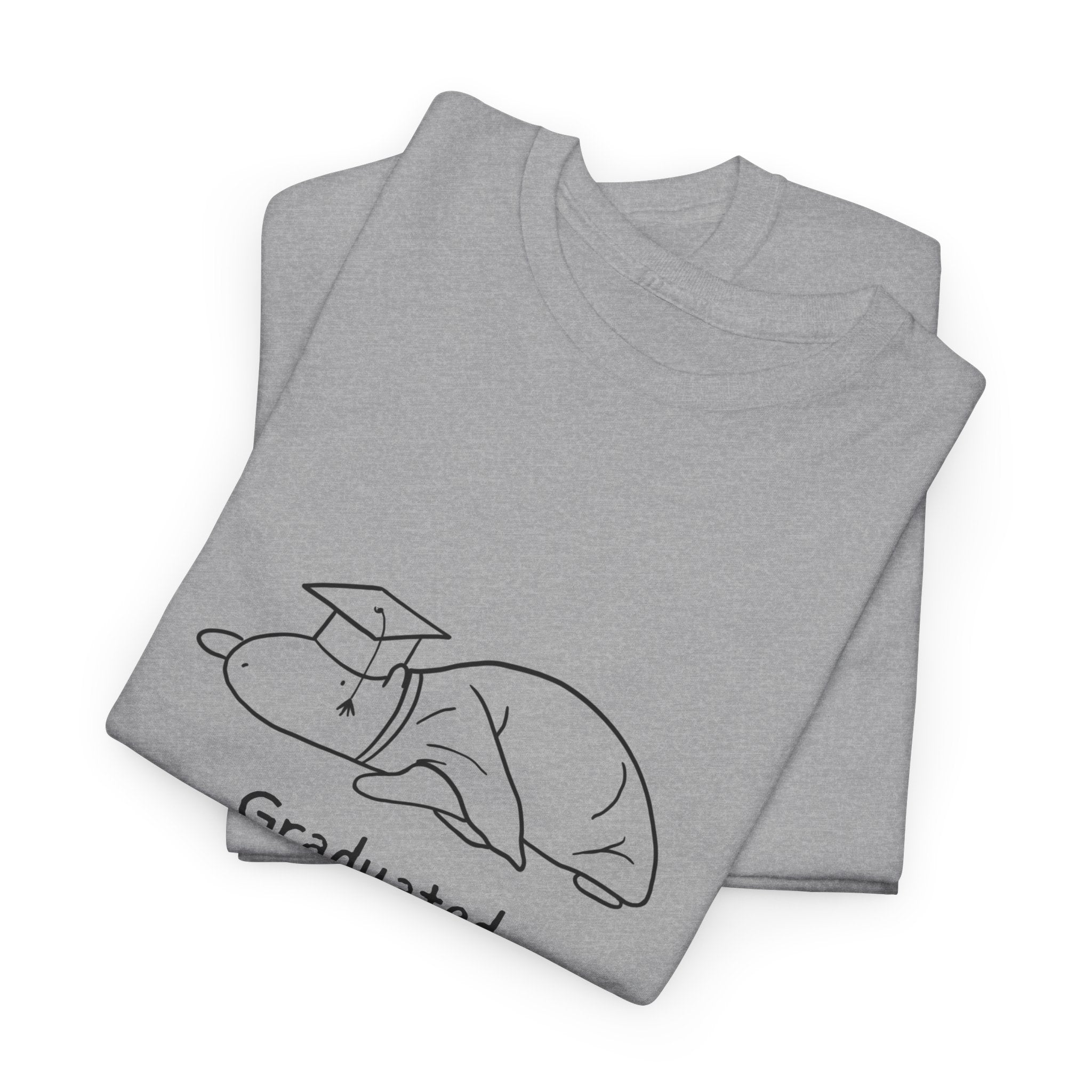 Funny Graduation Shirt – “Graduated (Barely)” Capybara Heavy Tee