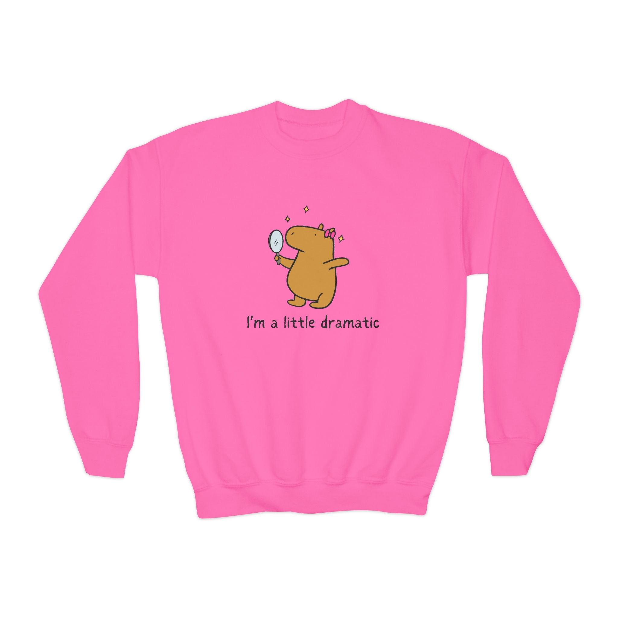 "I'm a little dramatic" Capybara Youth Crewneck Sweatshirt