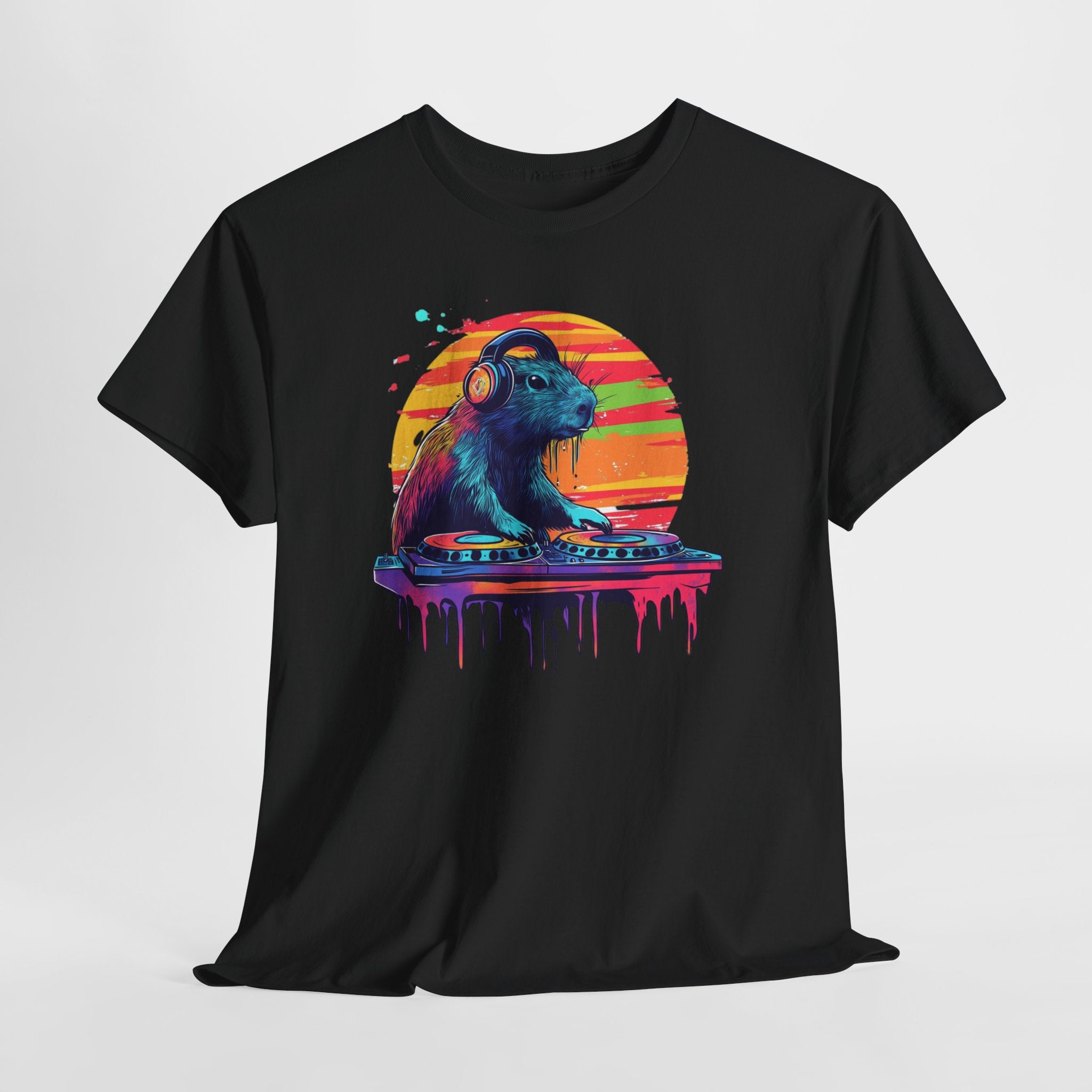 DJ Capybara Double Disc - Unisex Adult Heavy Tee