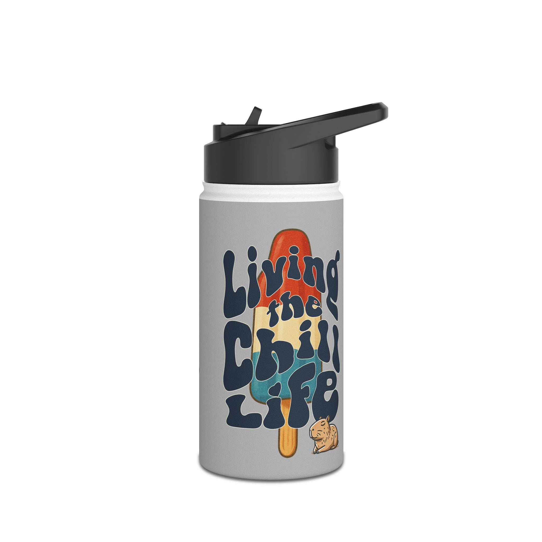 Personalized Living the Chill Life Kids Water Bottle | Retro Capybara Bottle | Summer Gift for Kids