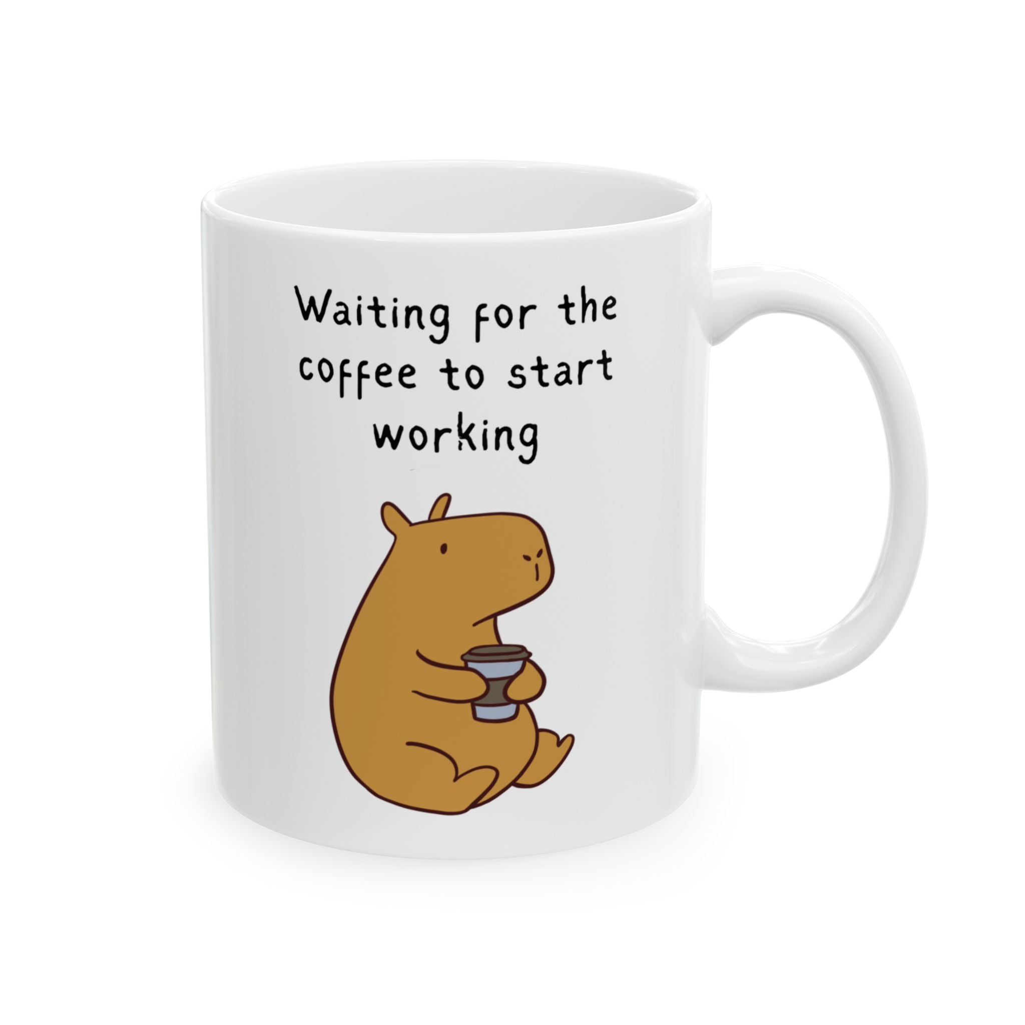 Funny Coffee Mug – Waiting for the Coffee to Start Working Capybara Mug