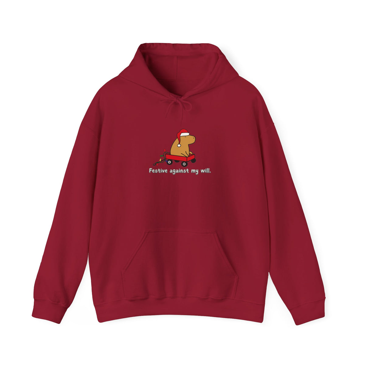 Festive Against My Will Capybara Adult Hoodie