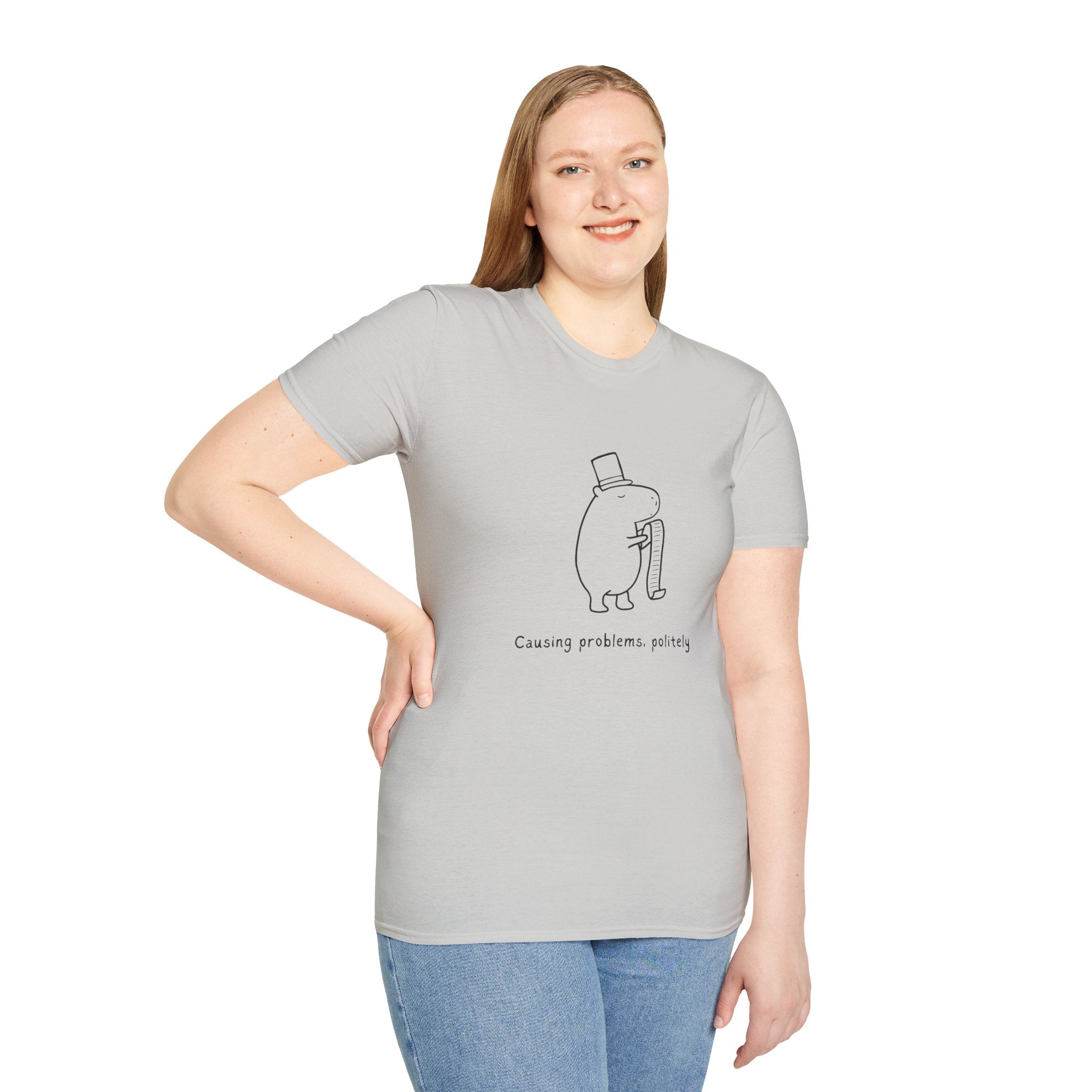 Funny Minimalist Tee - Capybara Causing Problems Politely