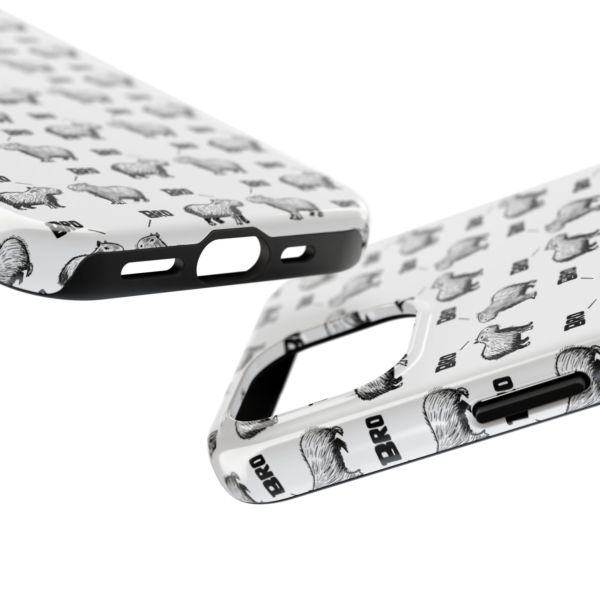 “Bro, Bro" Patterned Funny Capybara Phone Case