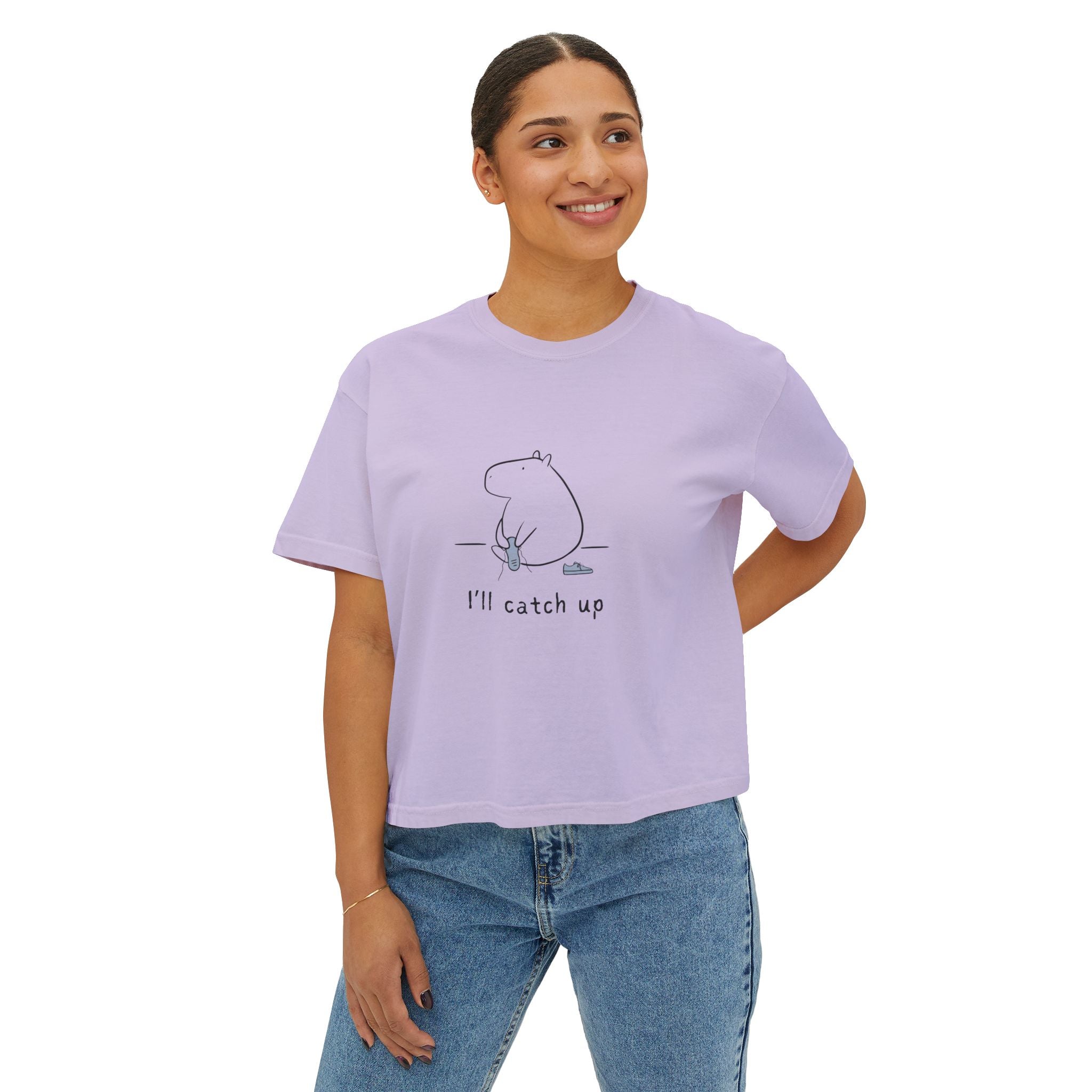 Funny Women's "I'll Catch Up" Boxy Tee