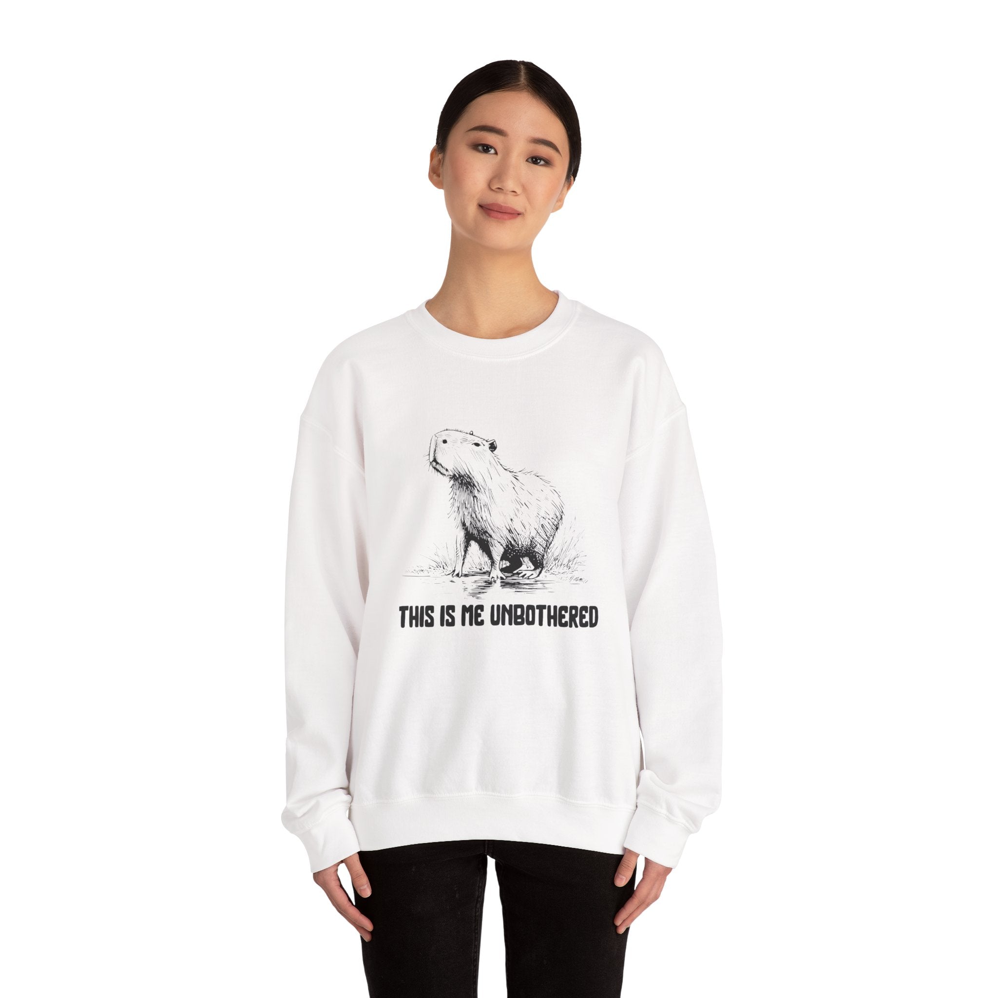 Unisex Capybara Sweatshirt - This Is Me Unbothered | Cozy Minimalist Crewneck